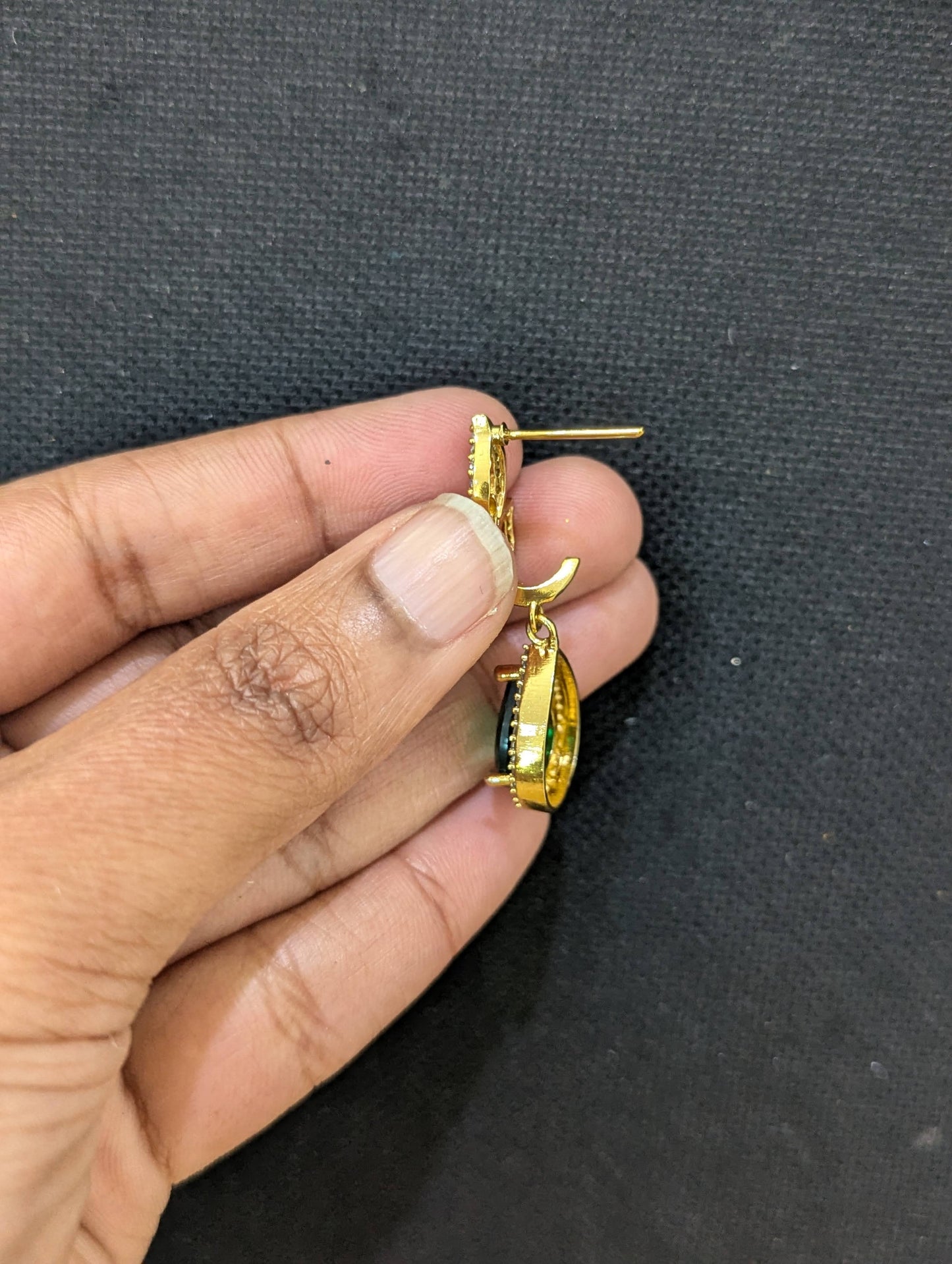 Antique gold Leaf CZ earrings