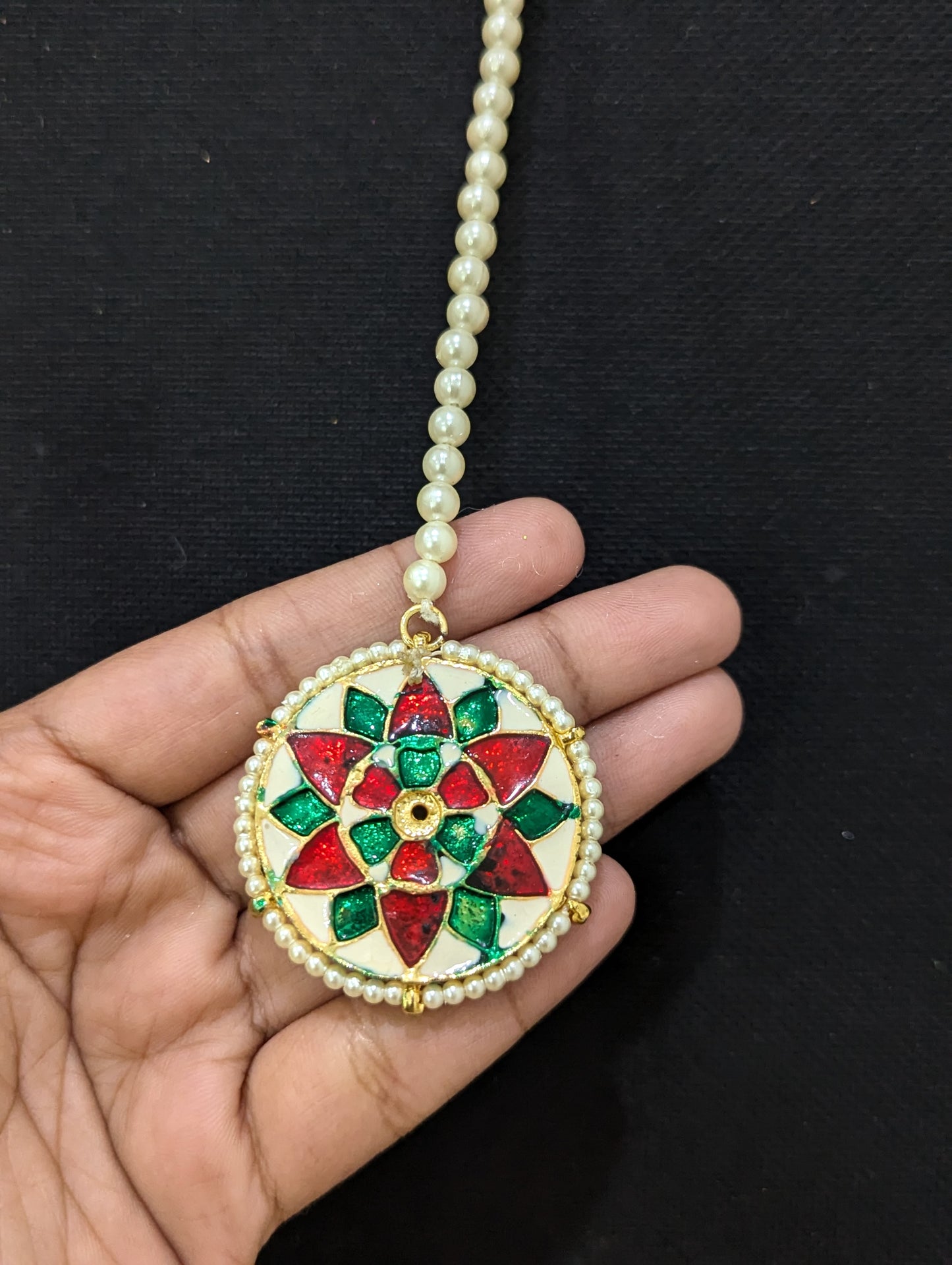 Large Round Kundan stone Maang Tikka