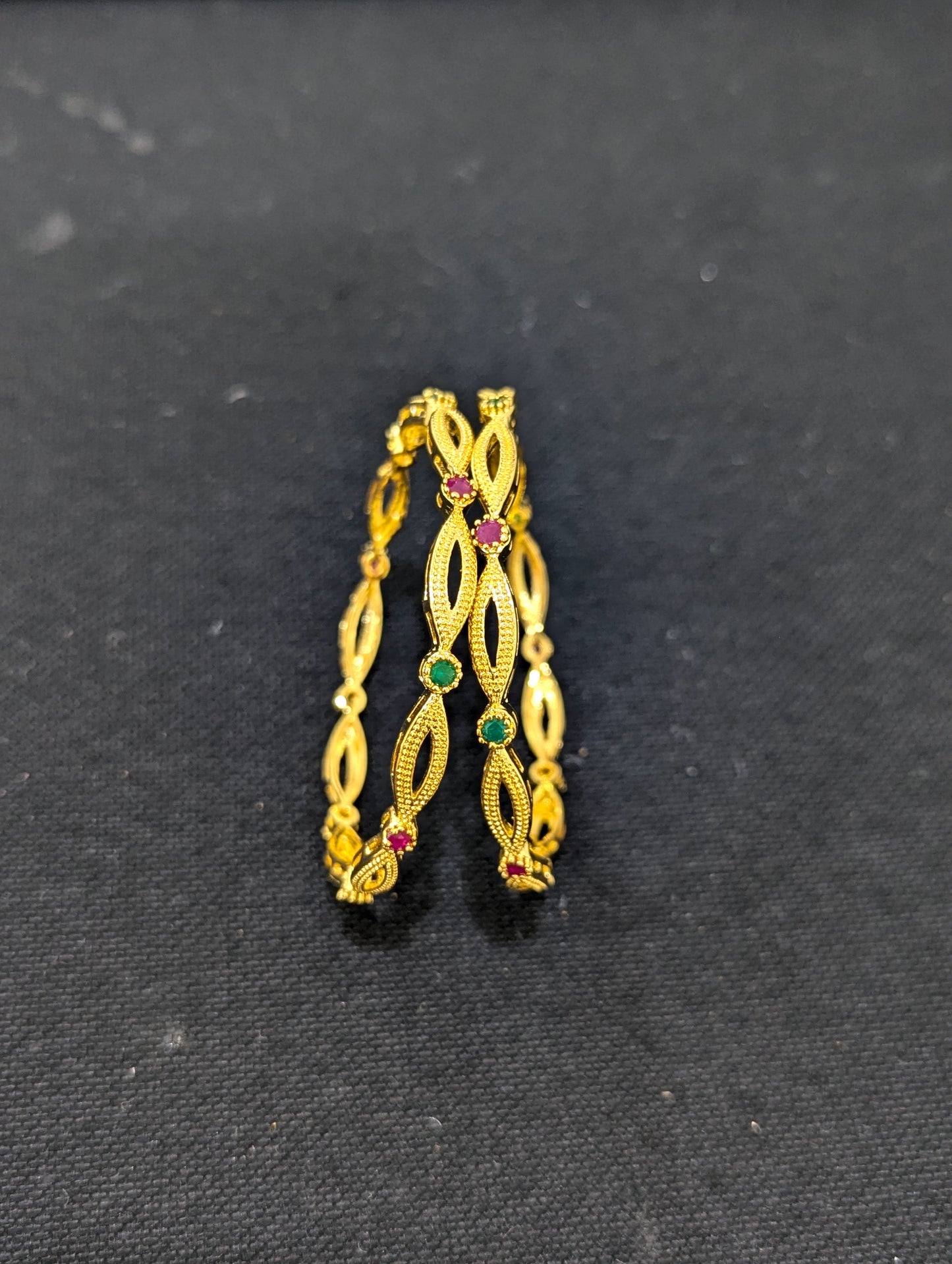 Ruby Green CZ stone One gram gold bangles