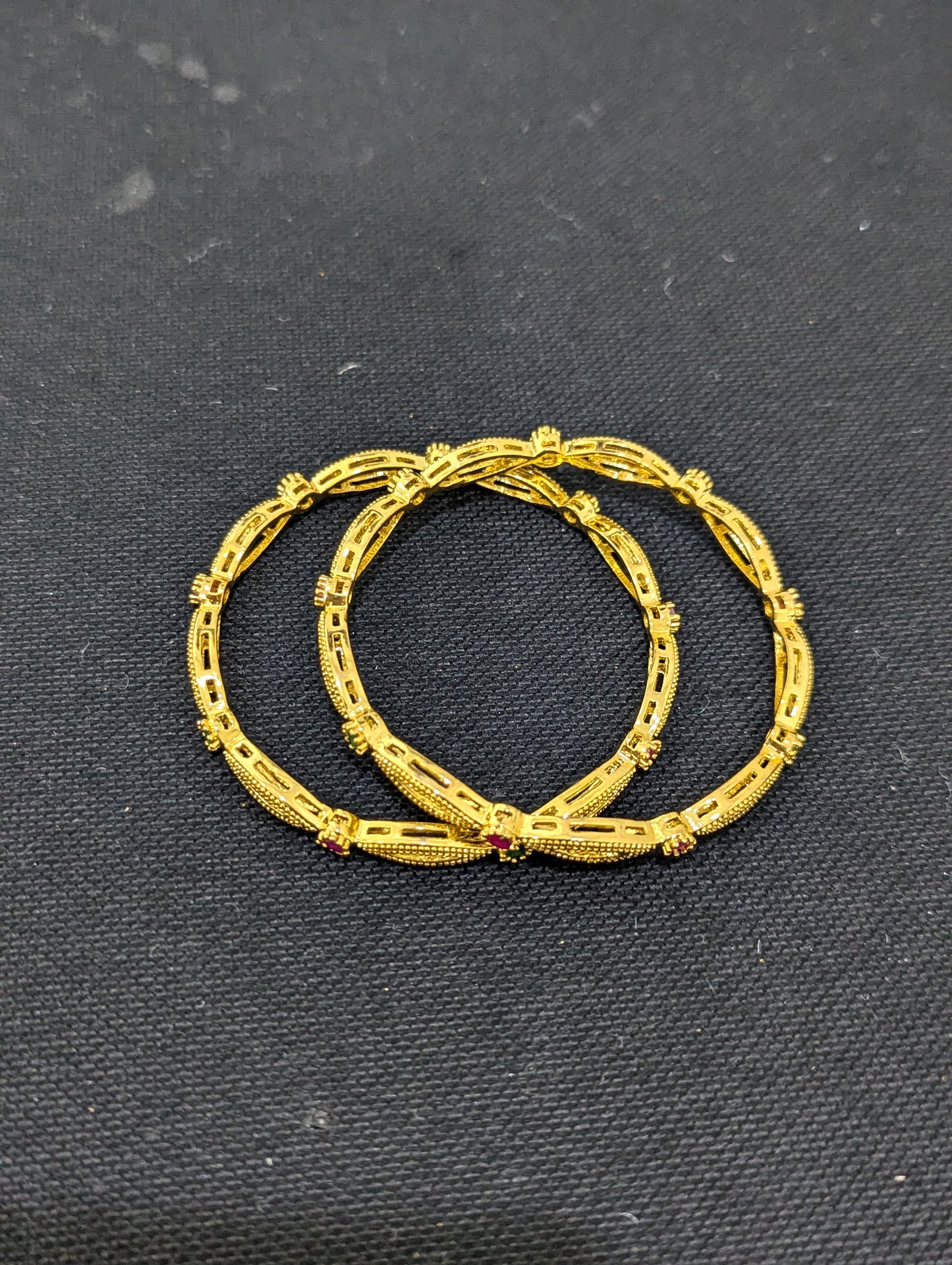 Ruby Green CZ stone One gram gold bangles