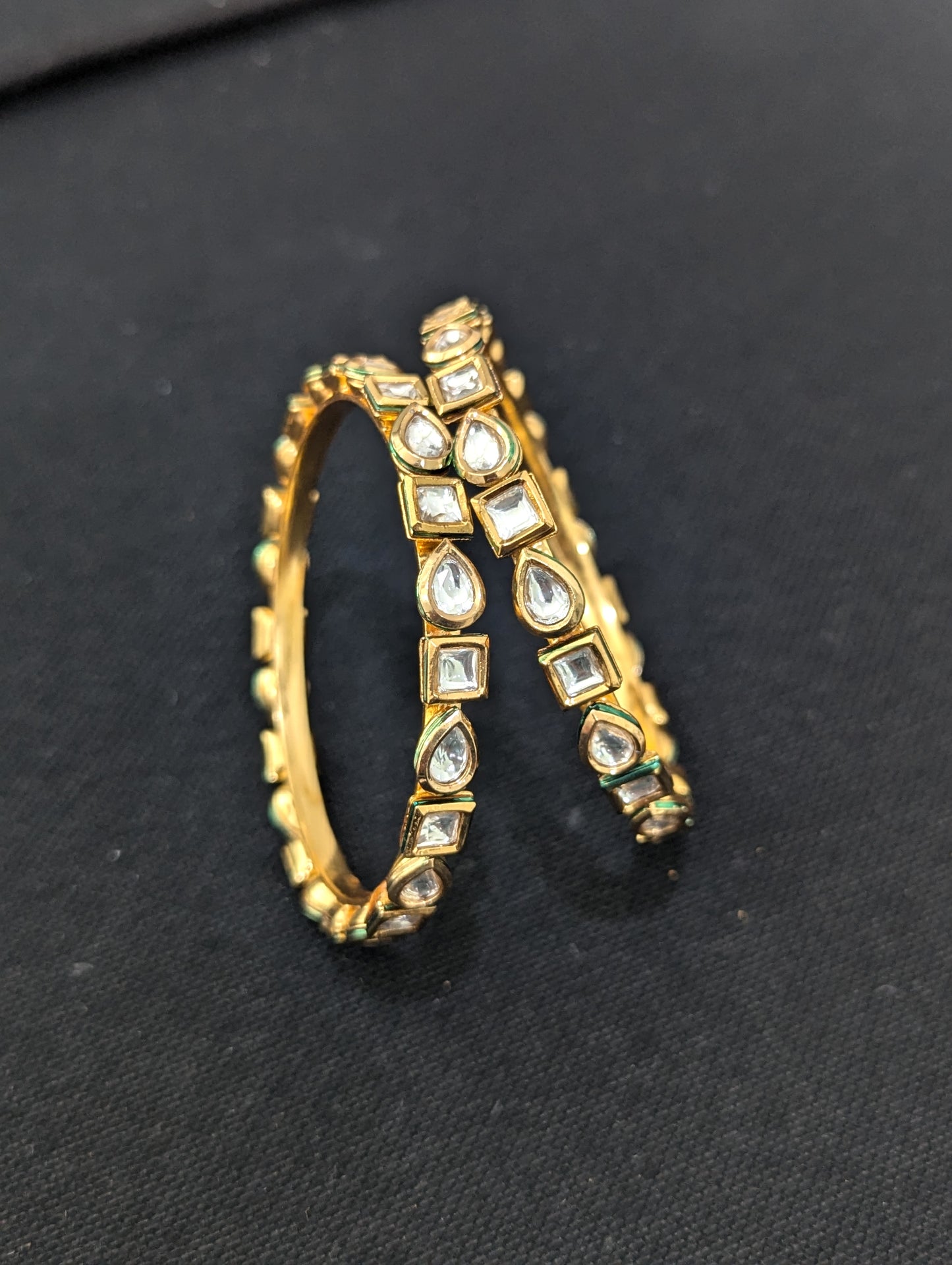 Teardrop Square kundan stone Bangles