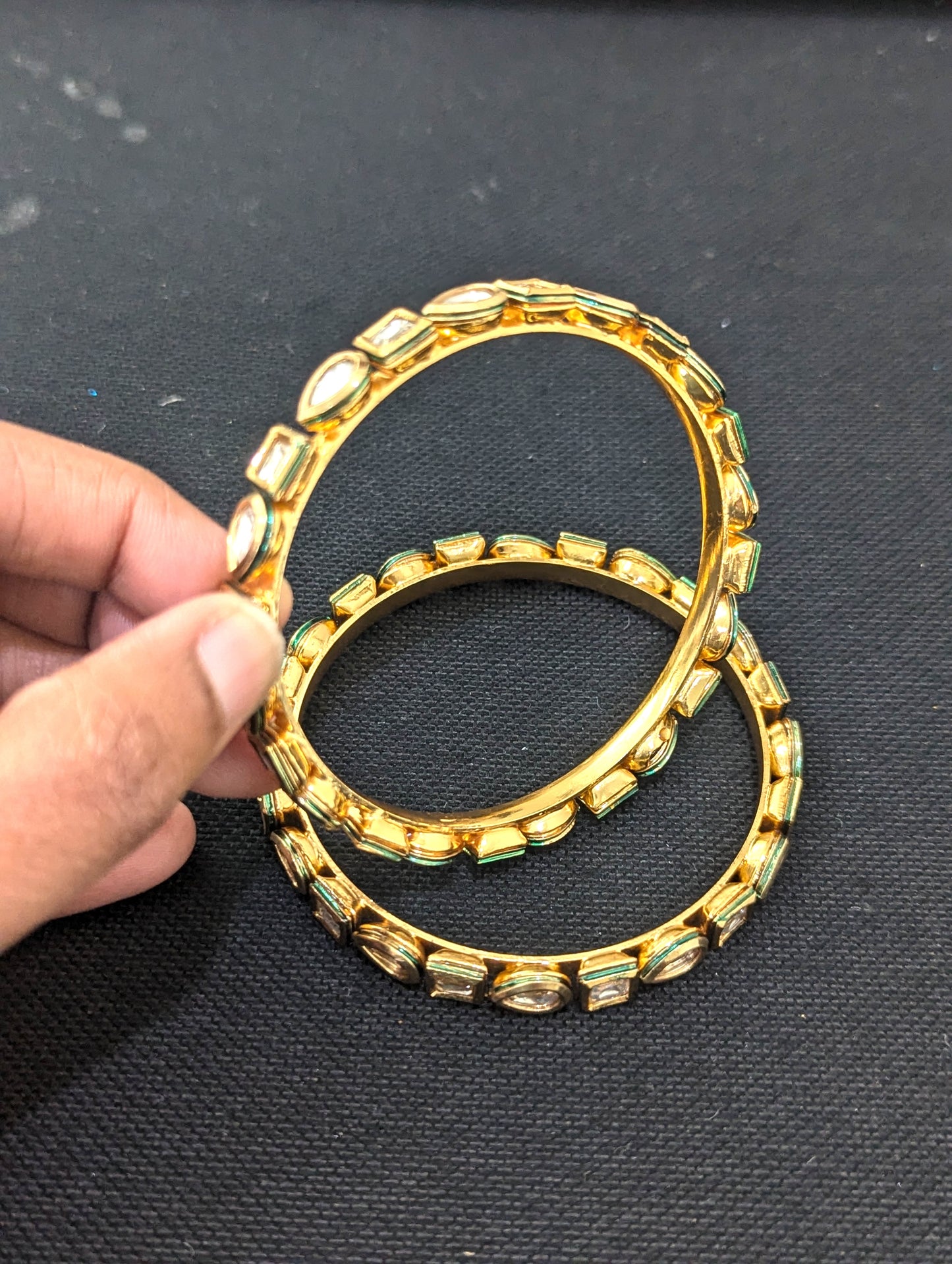 Teardrop Square kundan stone Bangles