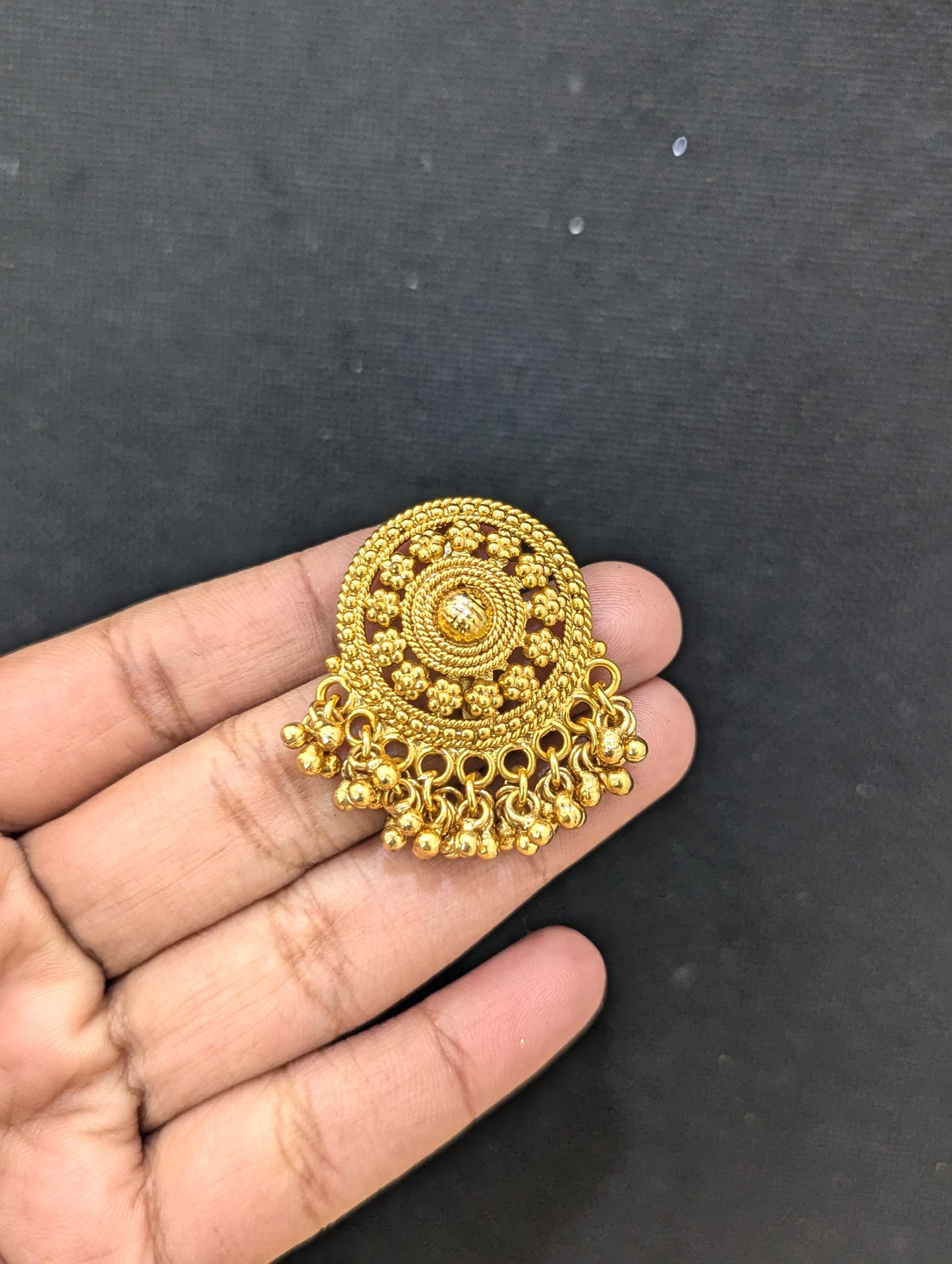 Gold cluster bead dangle Stud earrings - D2