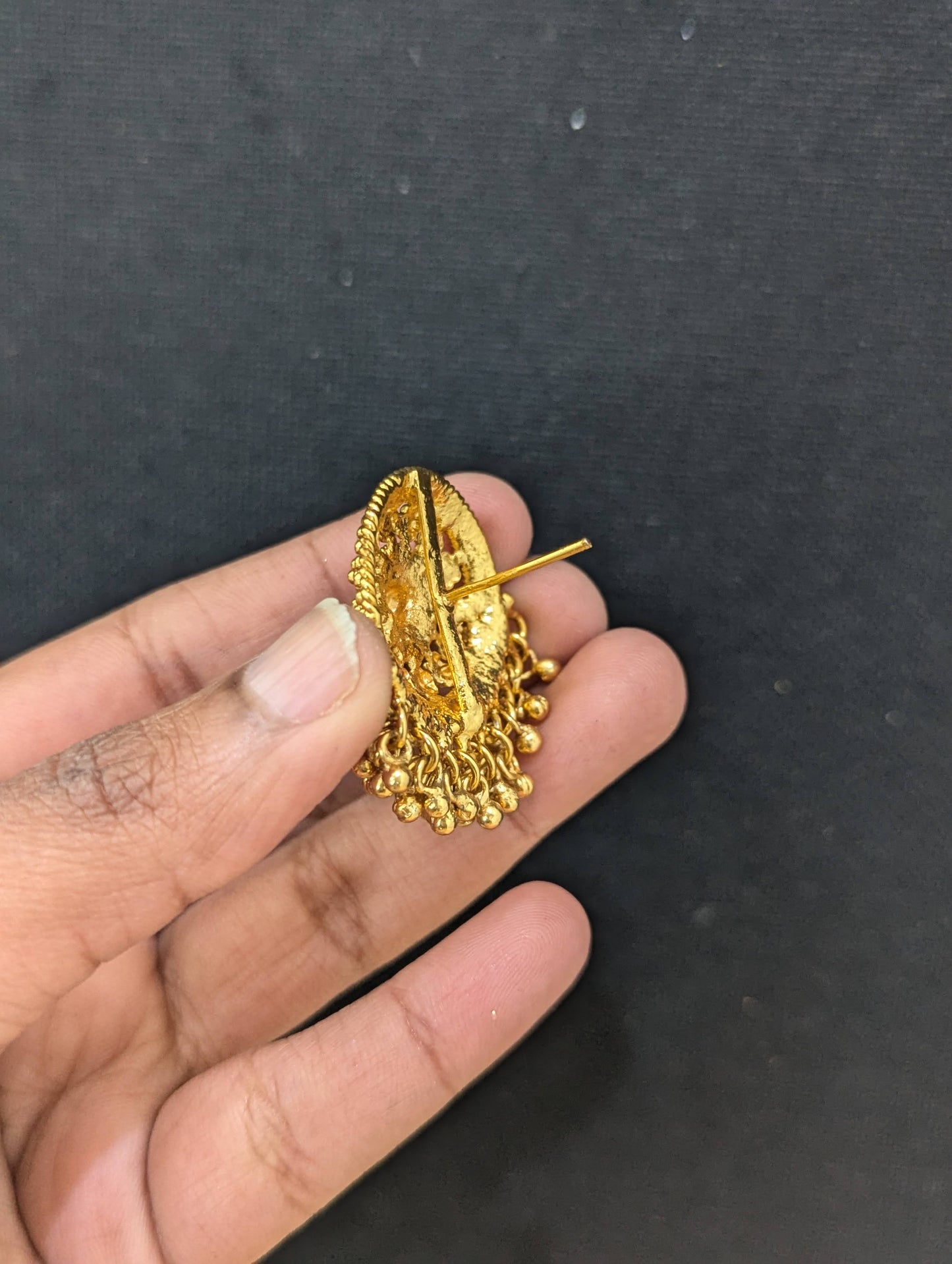 Gold cluster bead dangle Stud earrings - D2