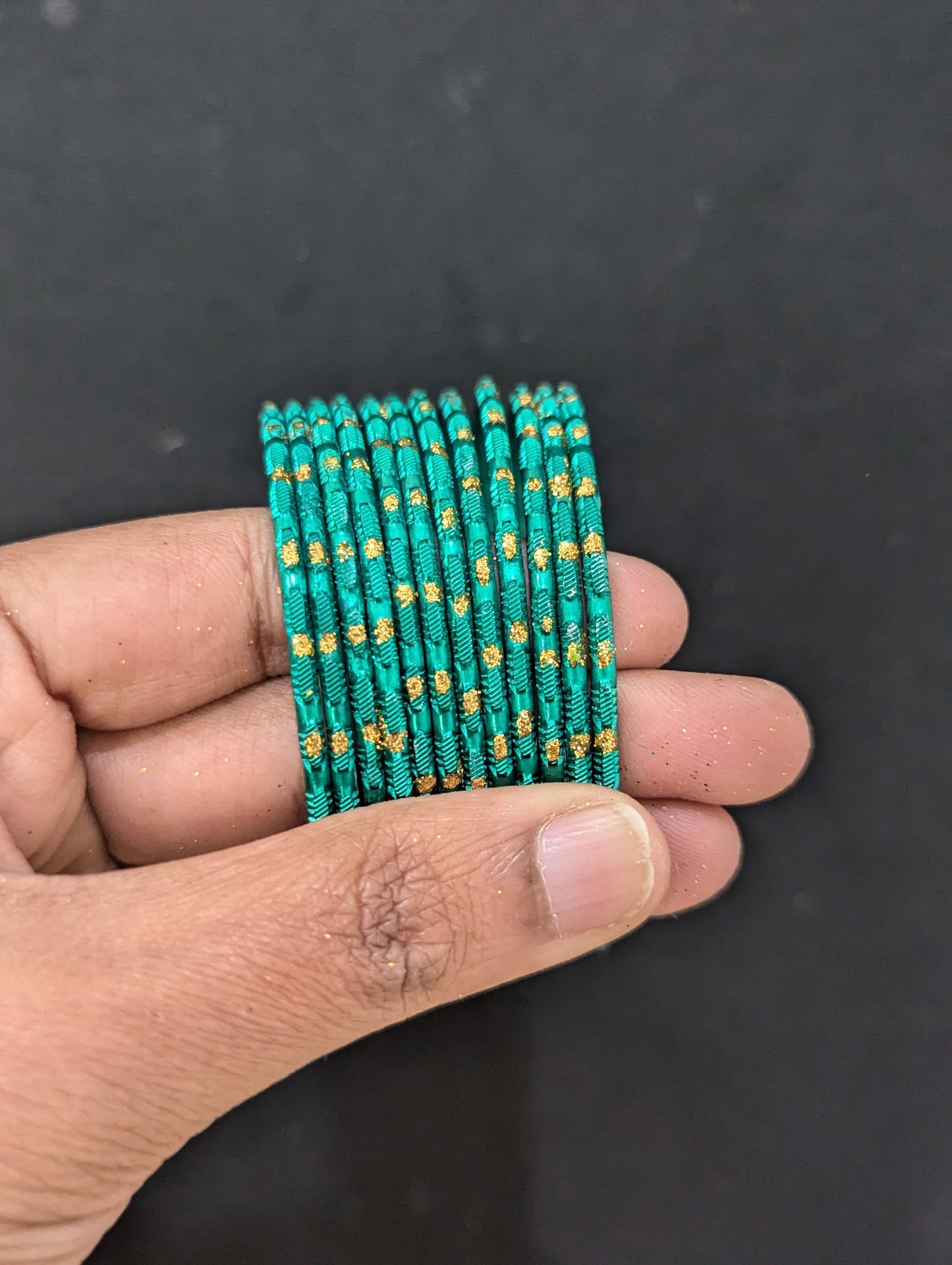 Colorful glitter dot 1 dozen Metal Bangles