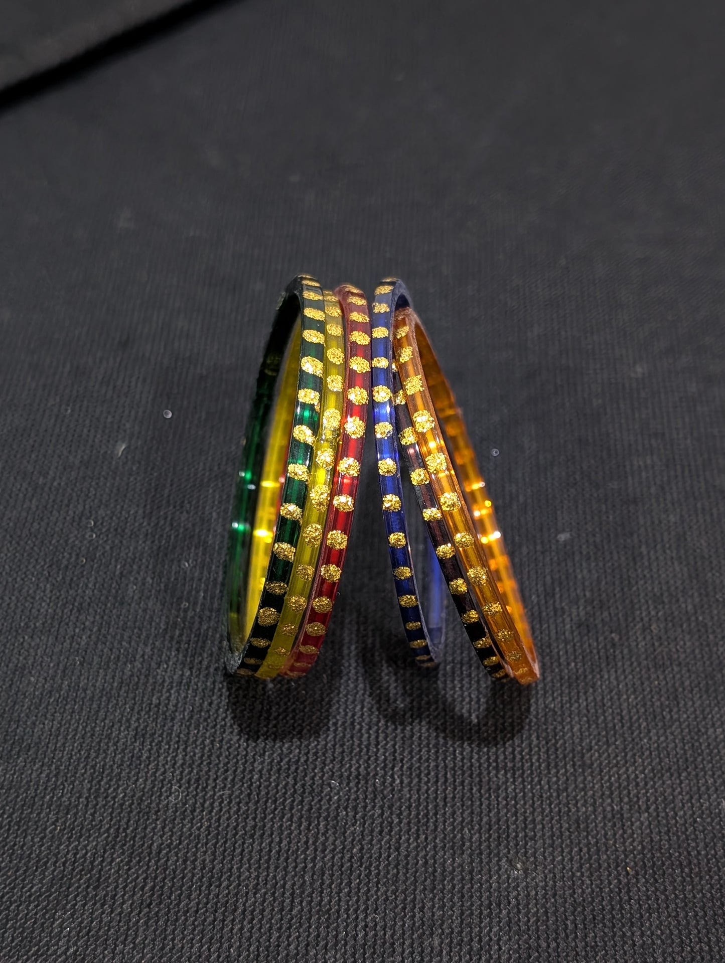 Gold dot Glass Bangles - Set of 6 bangles - Big Size