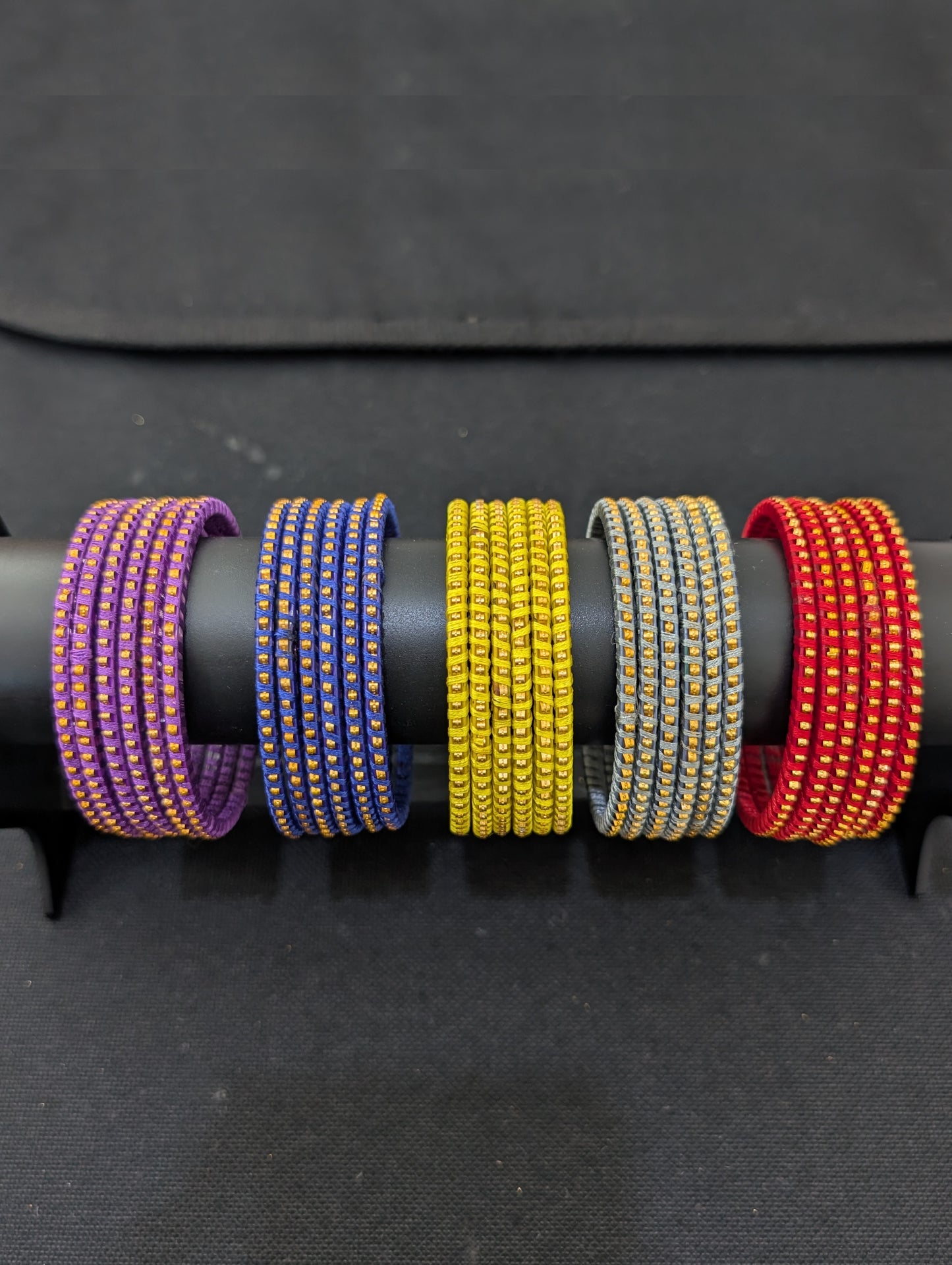 Thread wrapped Glass Bangles - Set of 6 bangles / Half dozen bangles