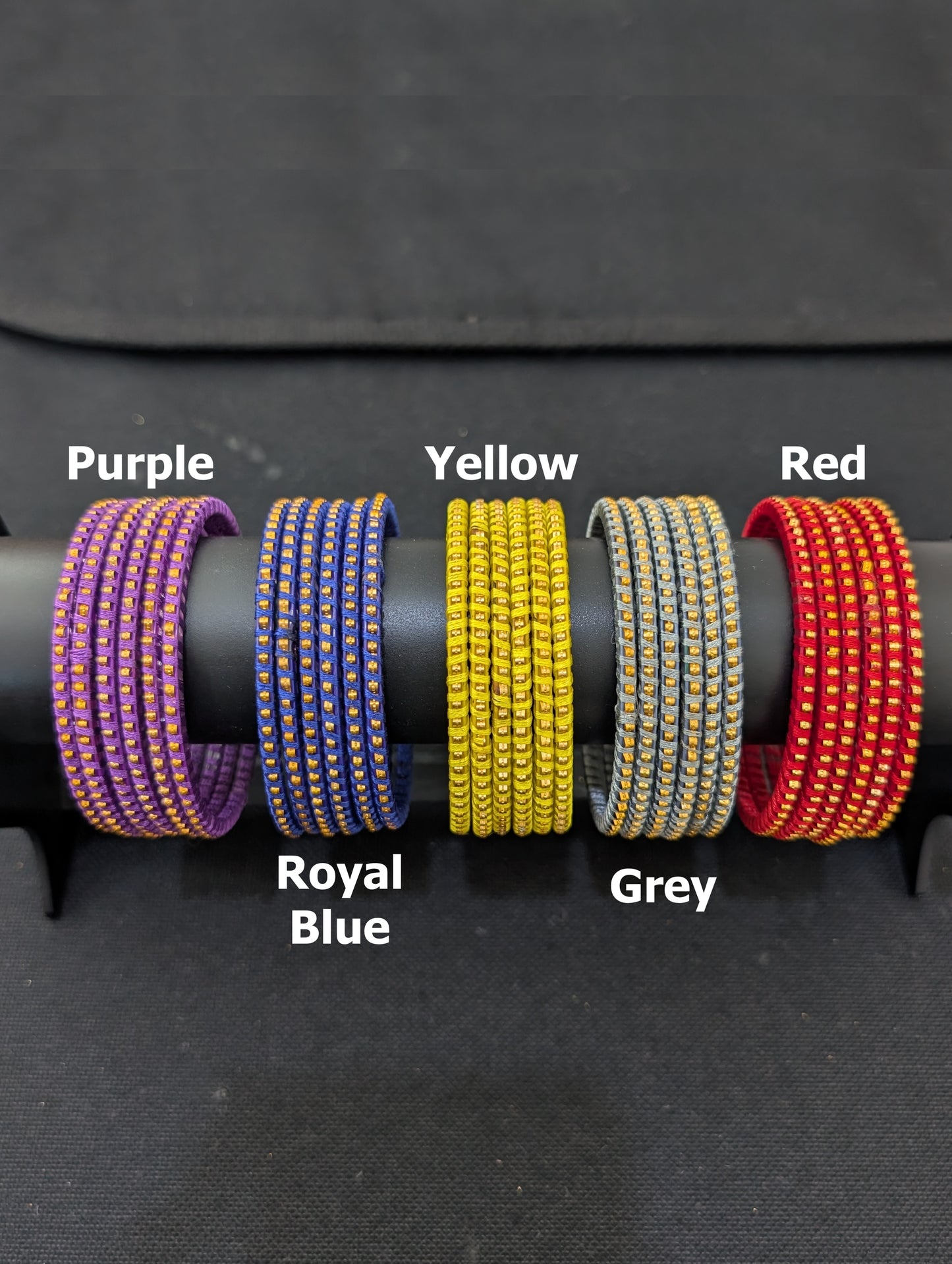 Thread wrapped Glass Bangles - Set of 6 bangles / Half dozen bangles