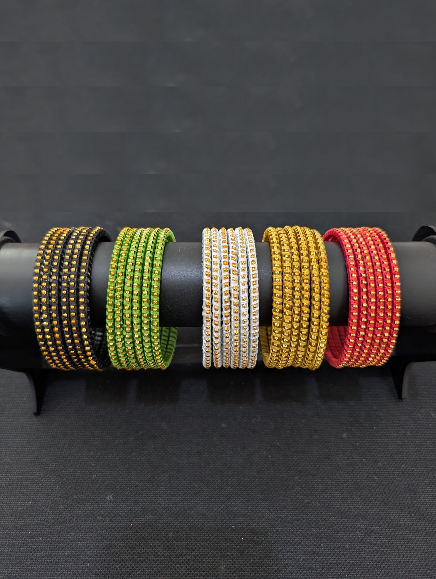 Thread wrapped Glass Bangles - Set of 6 bangles / Half dozen bangles