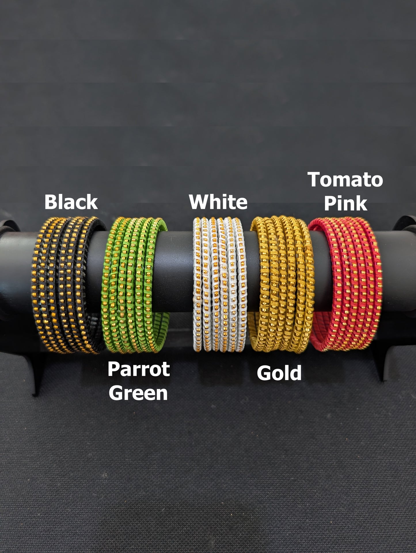 Thread wrapped Glass Bangles - Set of 6 bangles / Half dozen bangles