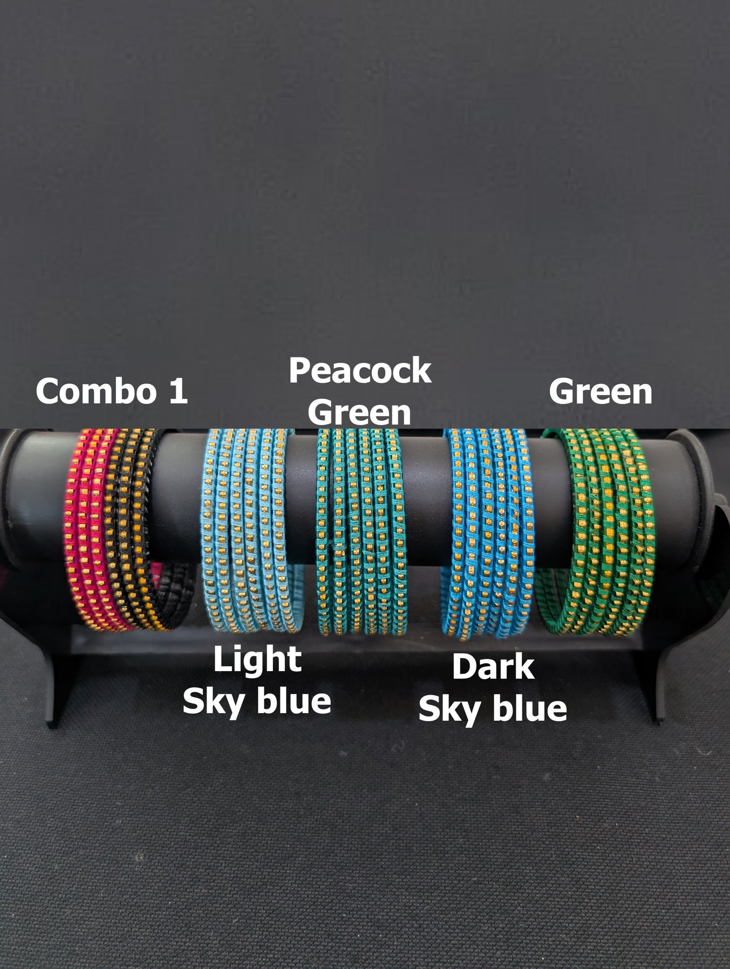 Thread wrapped Glass Bangles - Set of 6 bangles / Half dozen bangles