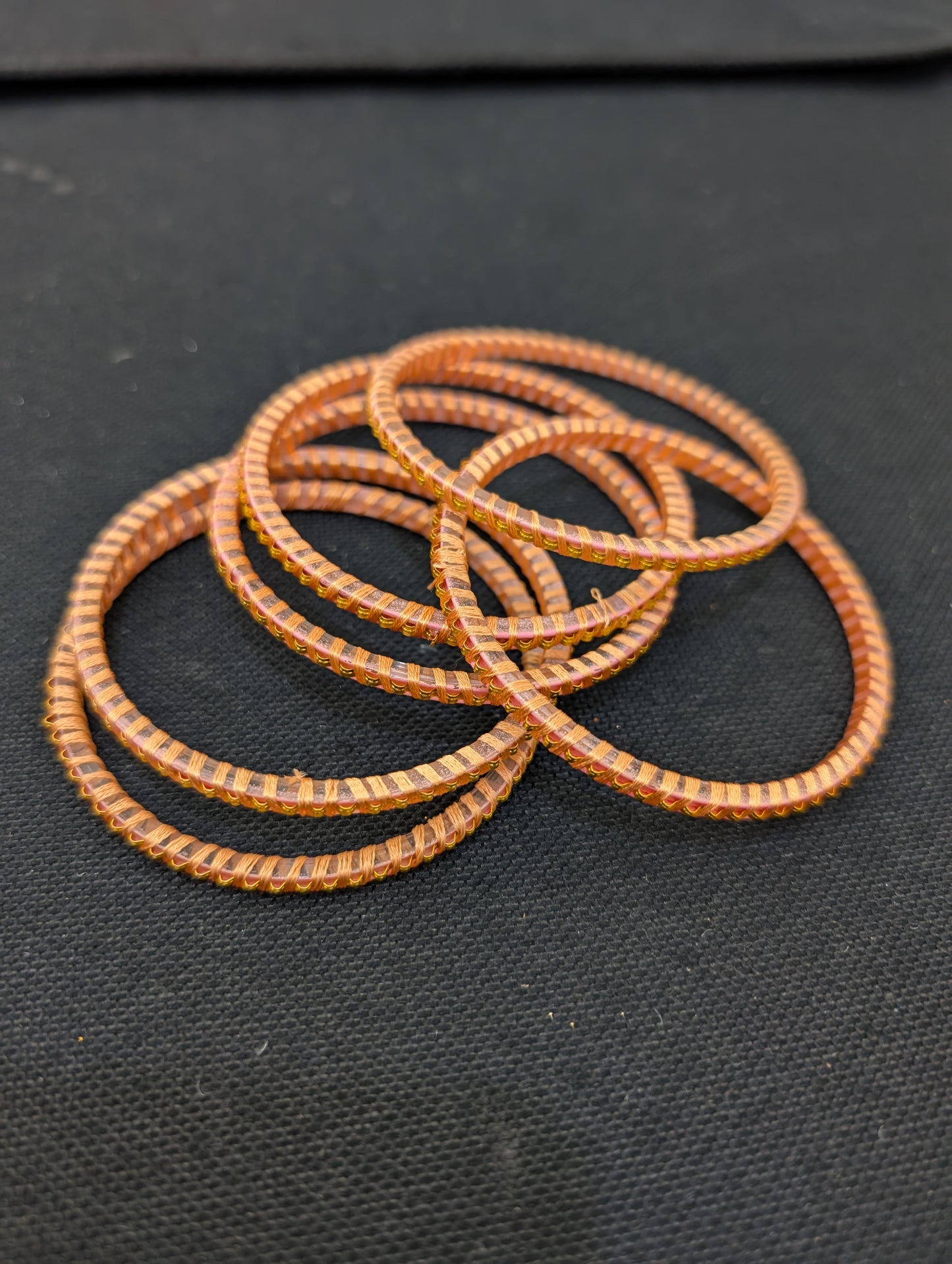Thread wrapped Glass Bangles - Set of 6 bangles / Half dozen bangles