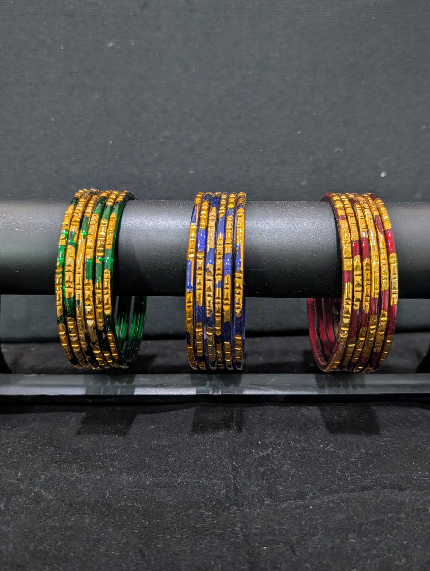 Gold line Glass Bangles - Set of 6 bangles - Big Size