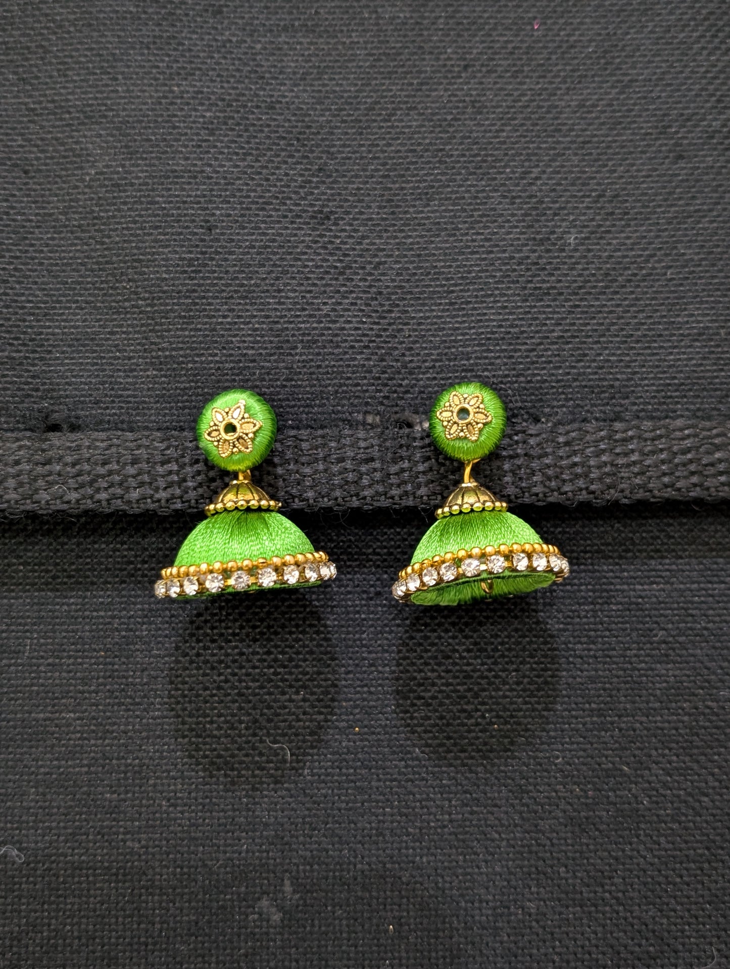 Silk thread small jhumka earrings - Design 1
