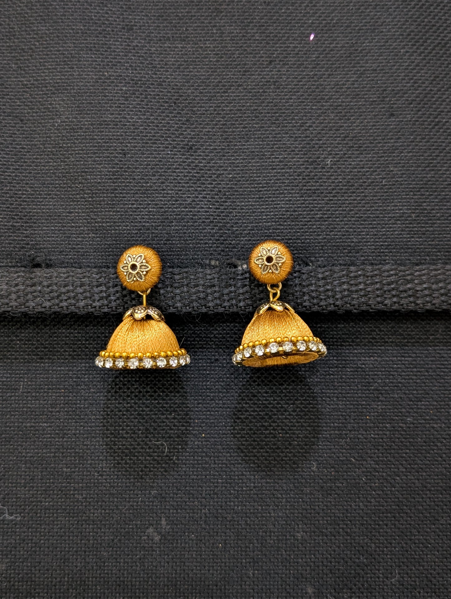 Silk thread small jhumka earrings - Design 1