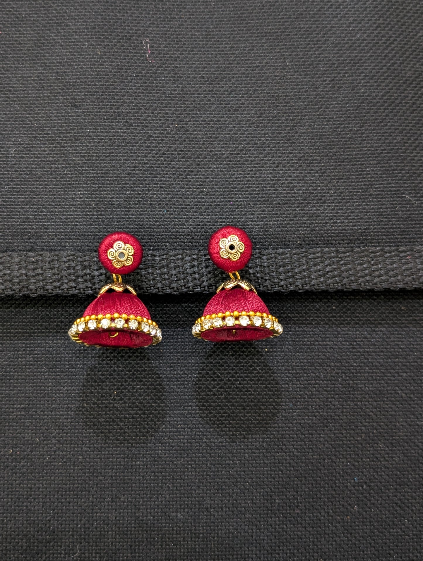 Silk thread small jhumka earrings - Design 1