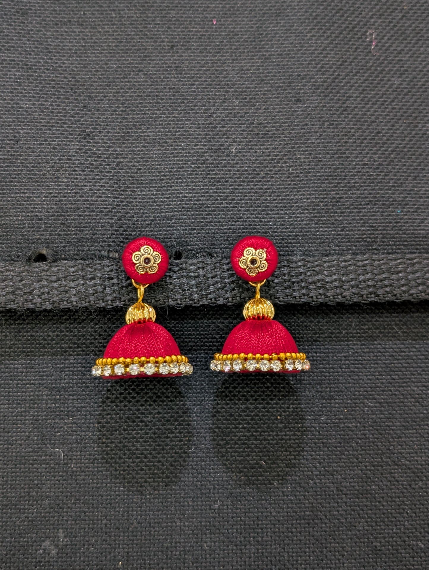 Silk thread small jhumka earrings - Design 1