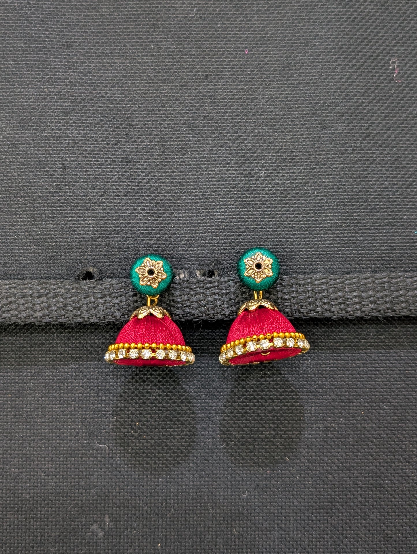 Silk thread small jhumka earrings - Design 1