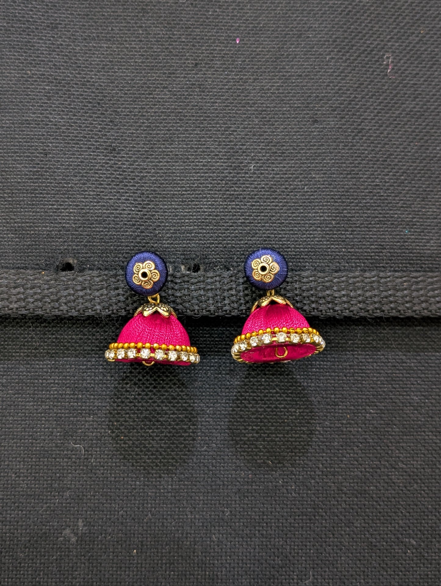 Silk thread small jhumka earrings - Design 1