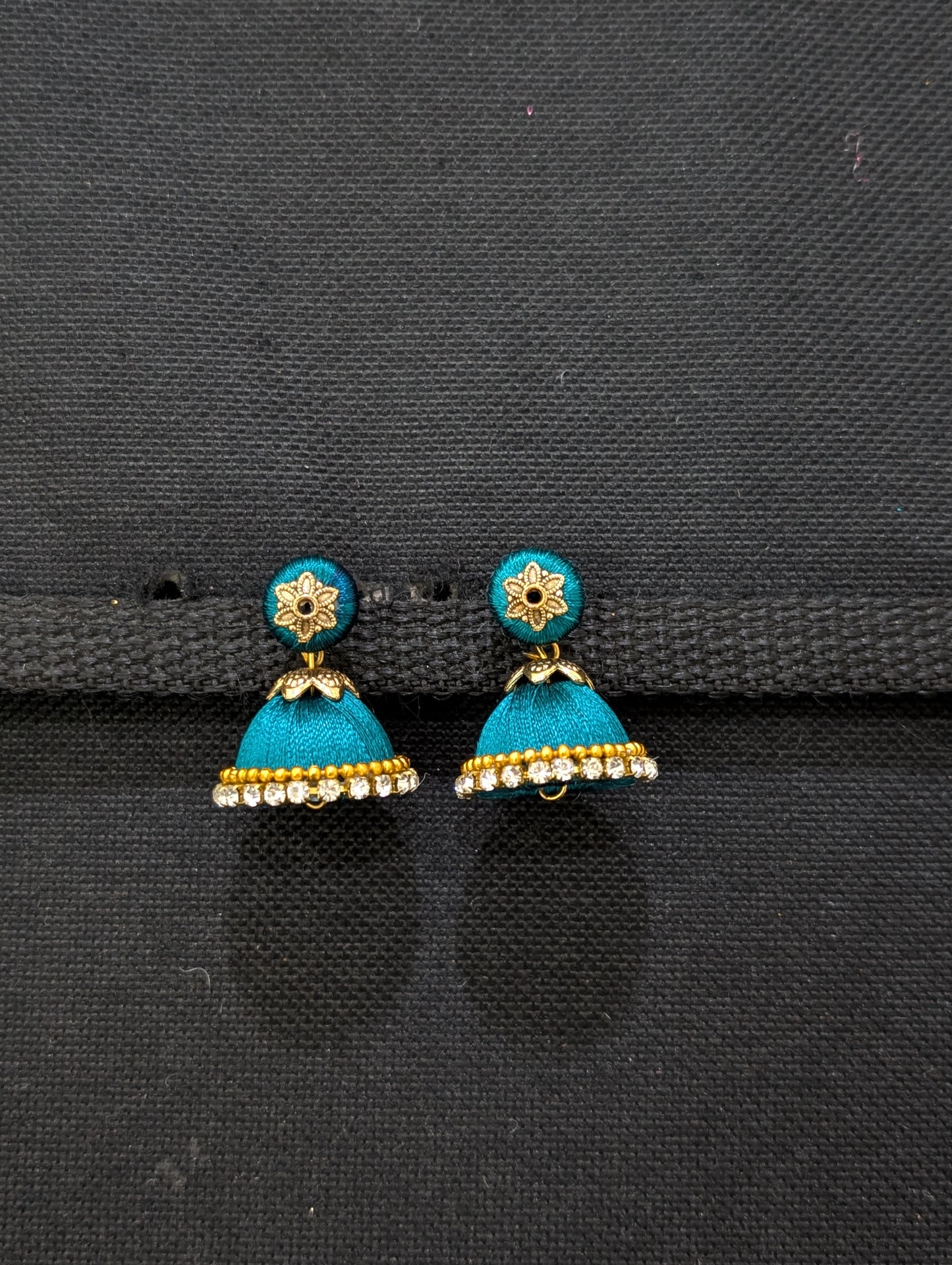 Silk thread small jhumka earrings - Design 1