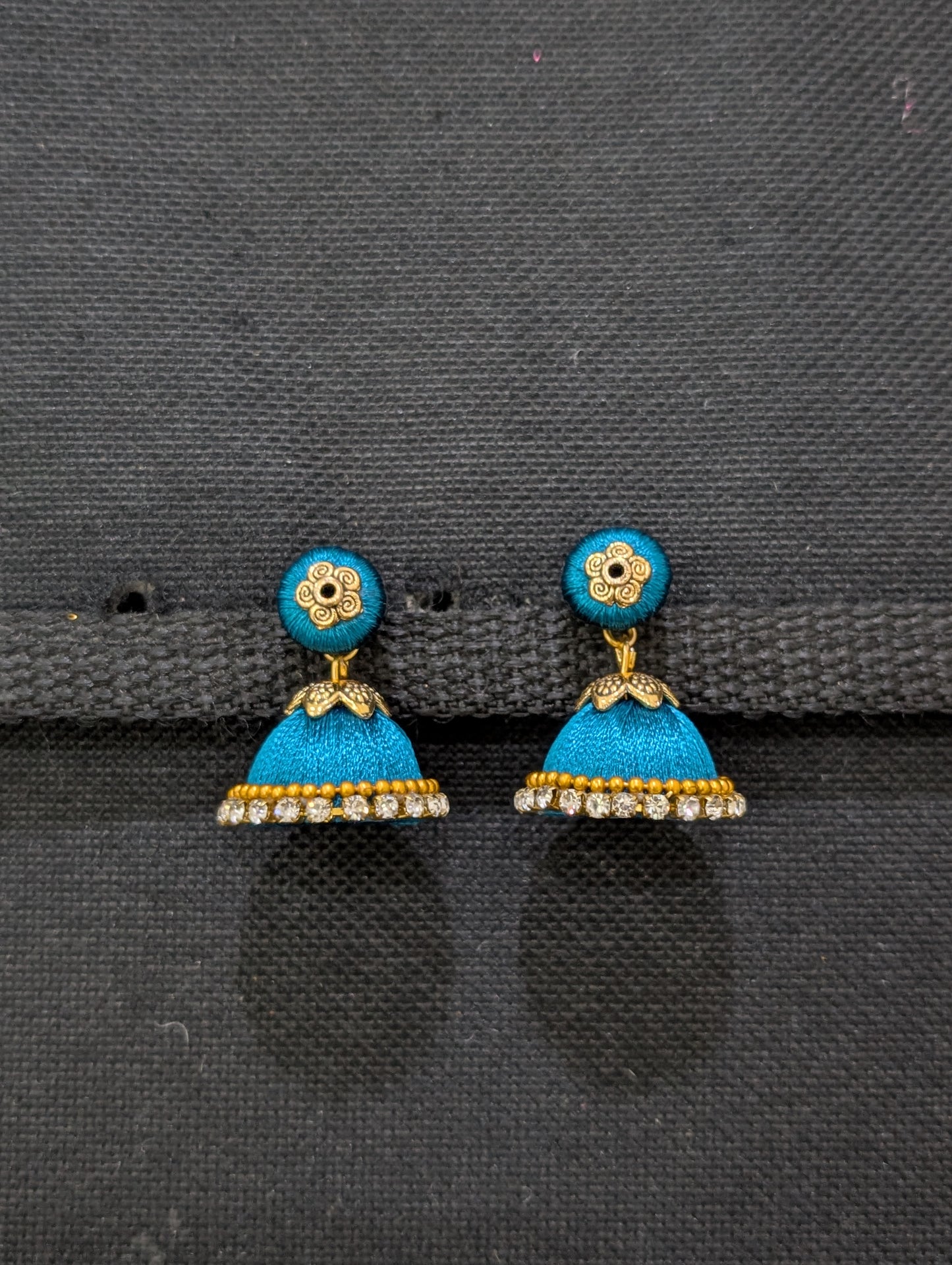Silk thread small jhumka earrings - Design 1