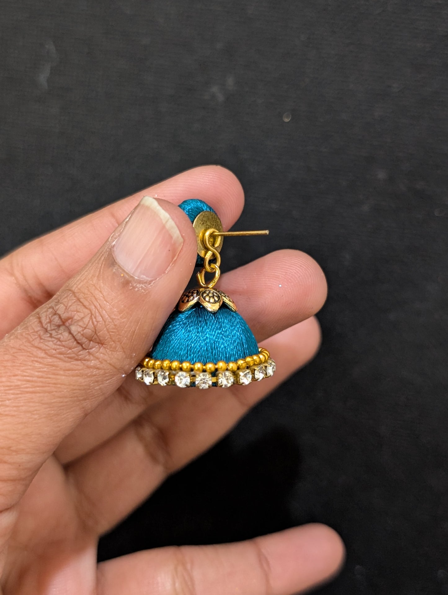 Silk thread small jhumka earrings - Design 1