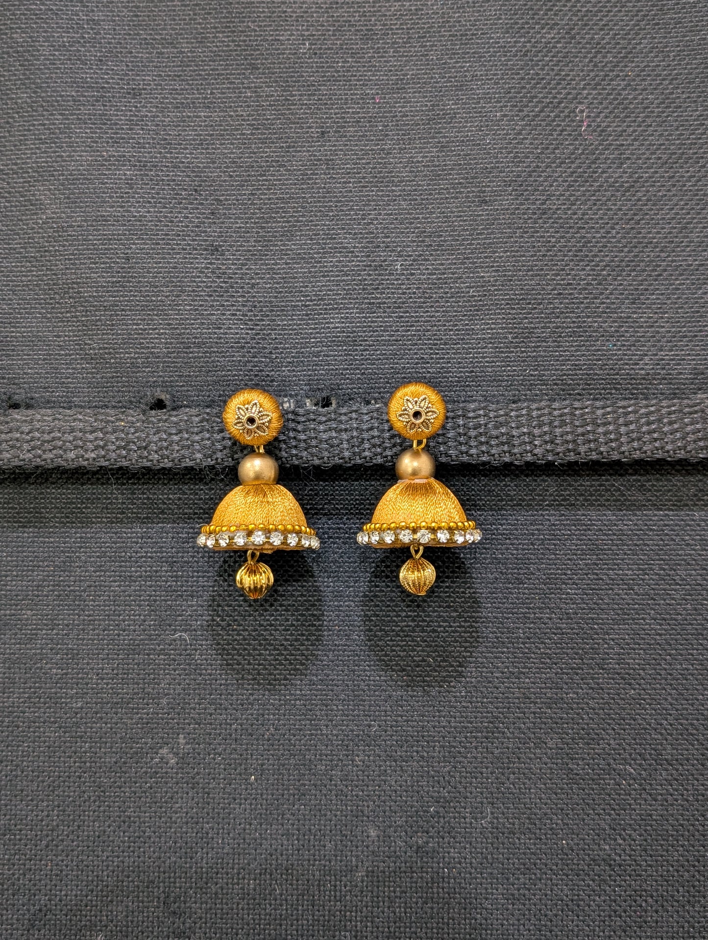 Silk thread small jhumka earrings - Design 2