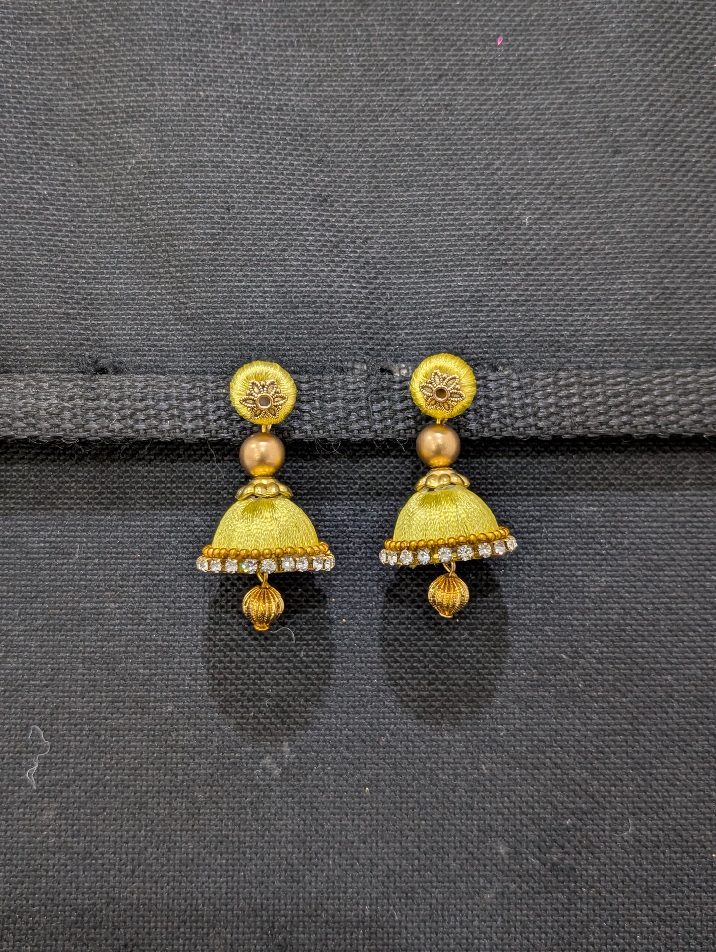 Silk thread small jhumka earrings - Design 2