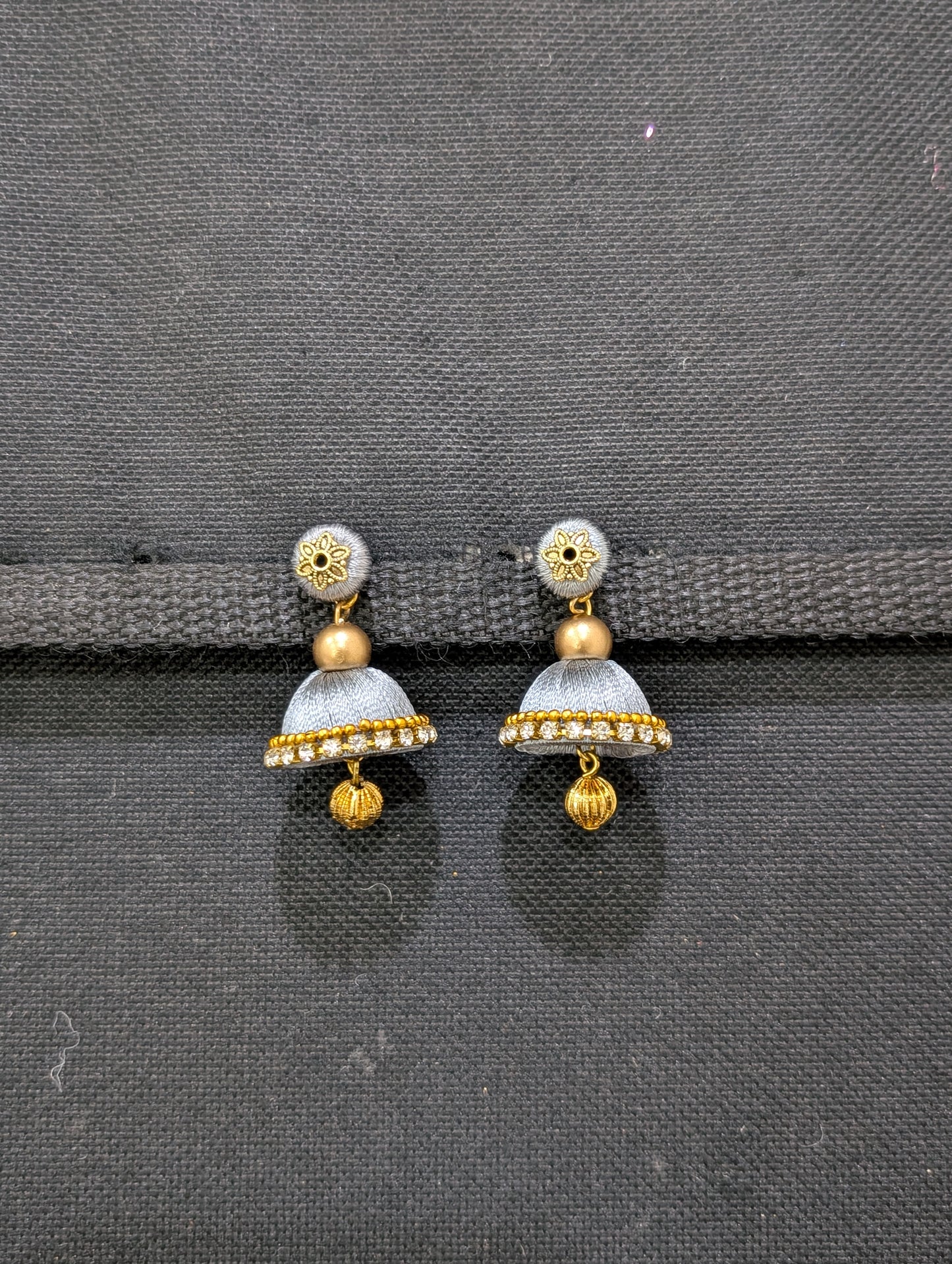Silk thread small jhumka earrings - Design 2