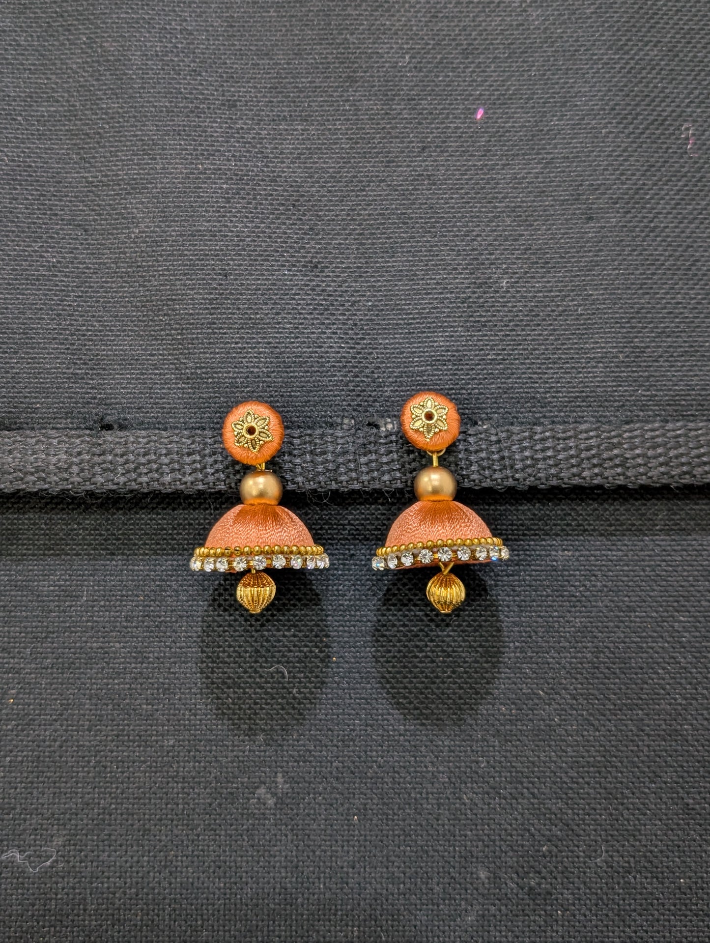 Silk thread small jhumka earrings - Design 2