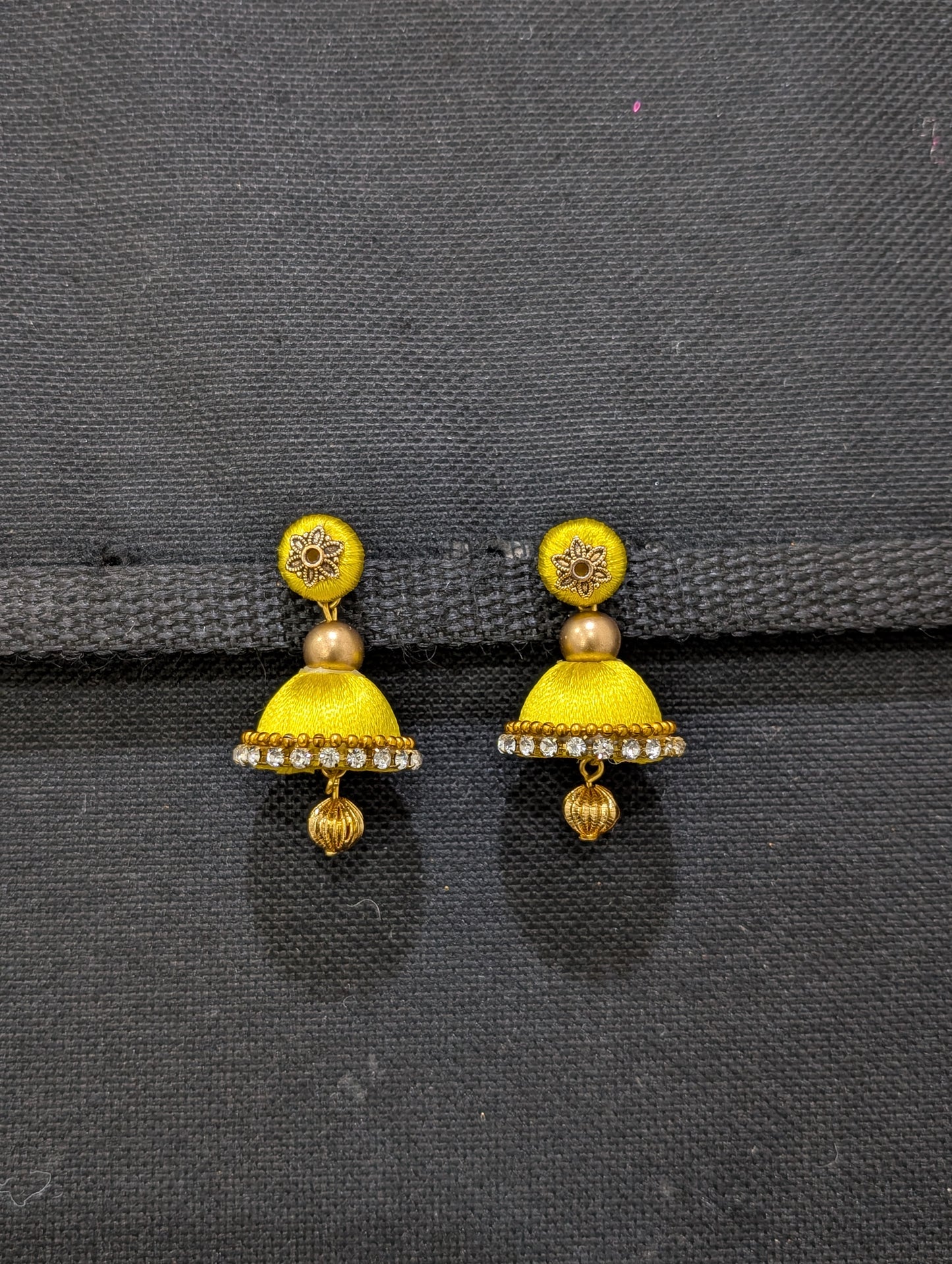 Silk thread small jhumka earrings - Design 2