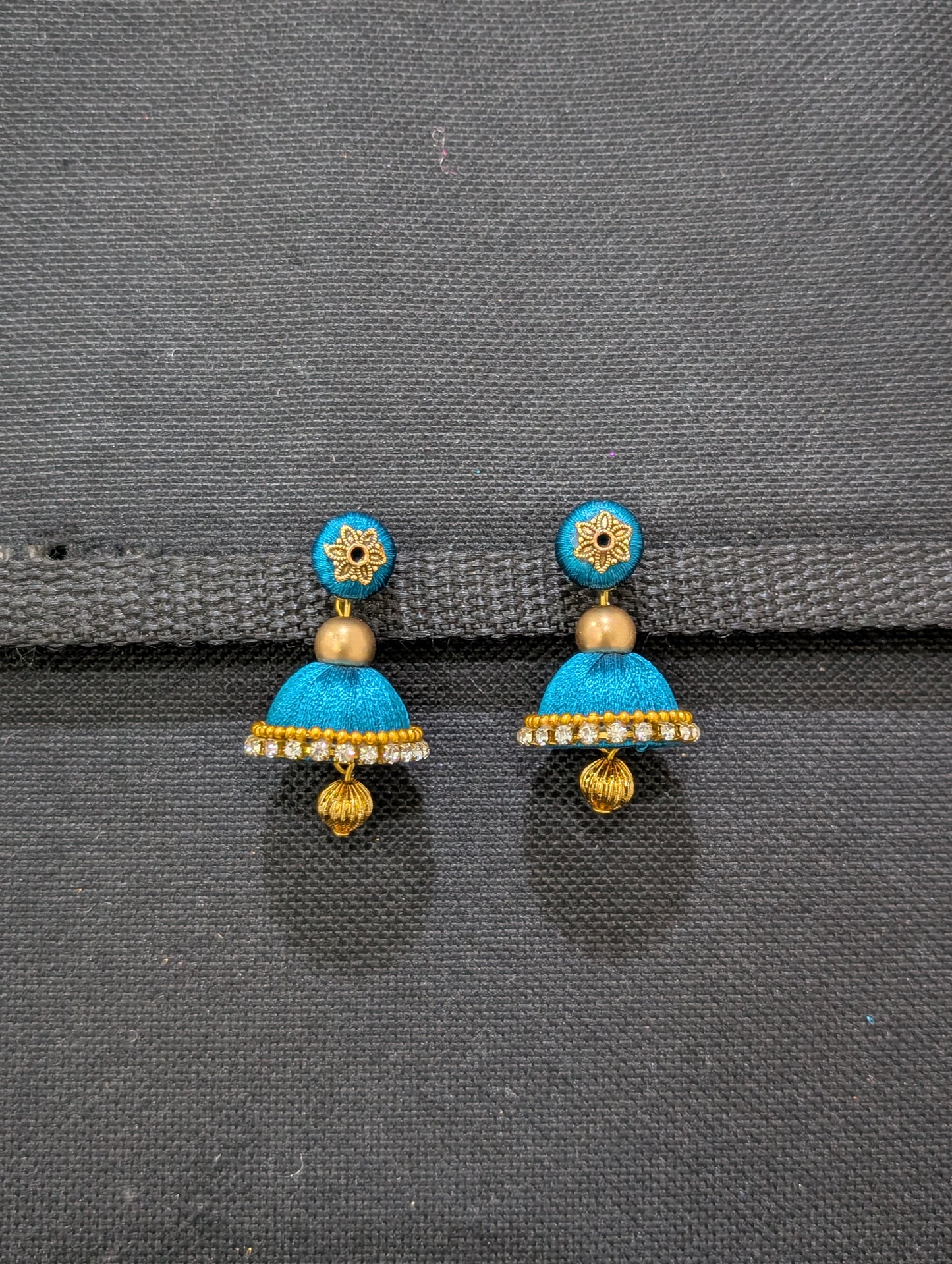 Silk thread small jhumka earrings - Design 2