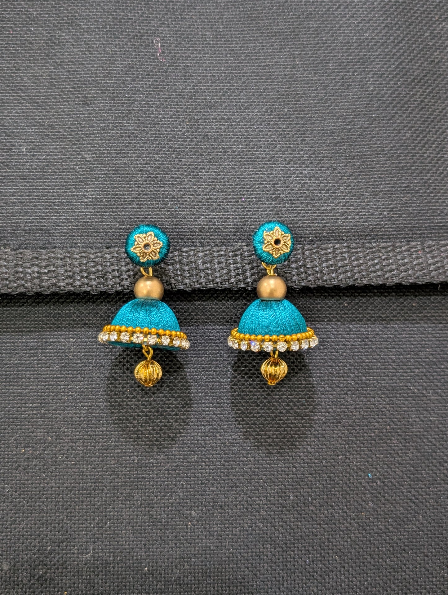 Silk thread small jhumka earrings - Design 2