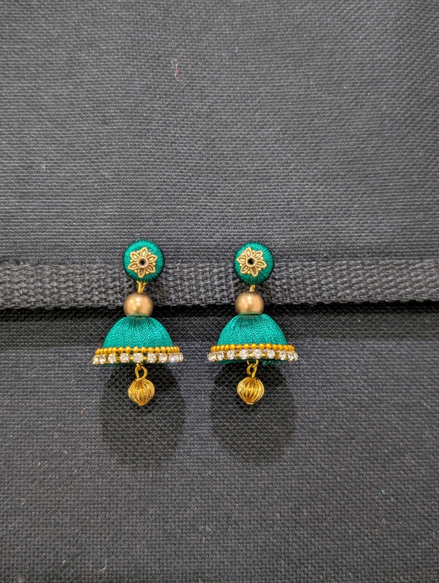 Silk thread small jhumka earrings - Design 2