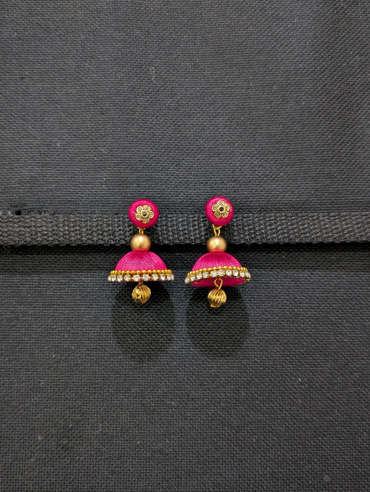 Silk thread small jhumka earrings - Design 2