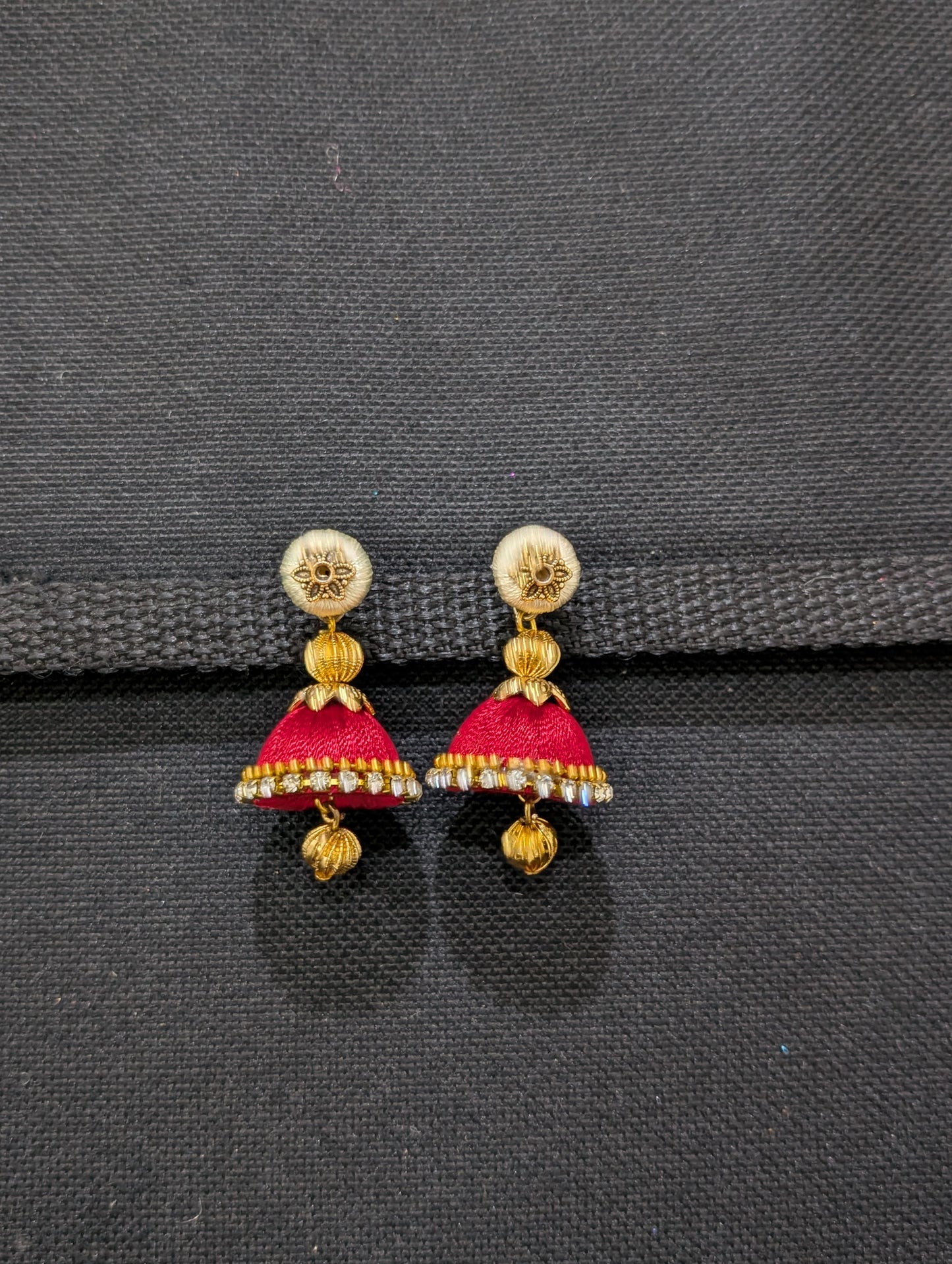 Silk thread small jhumka earrings - Design 2
