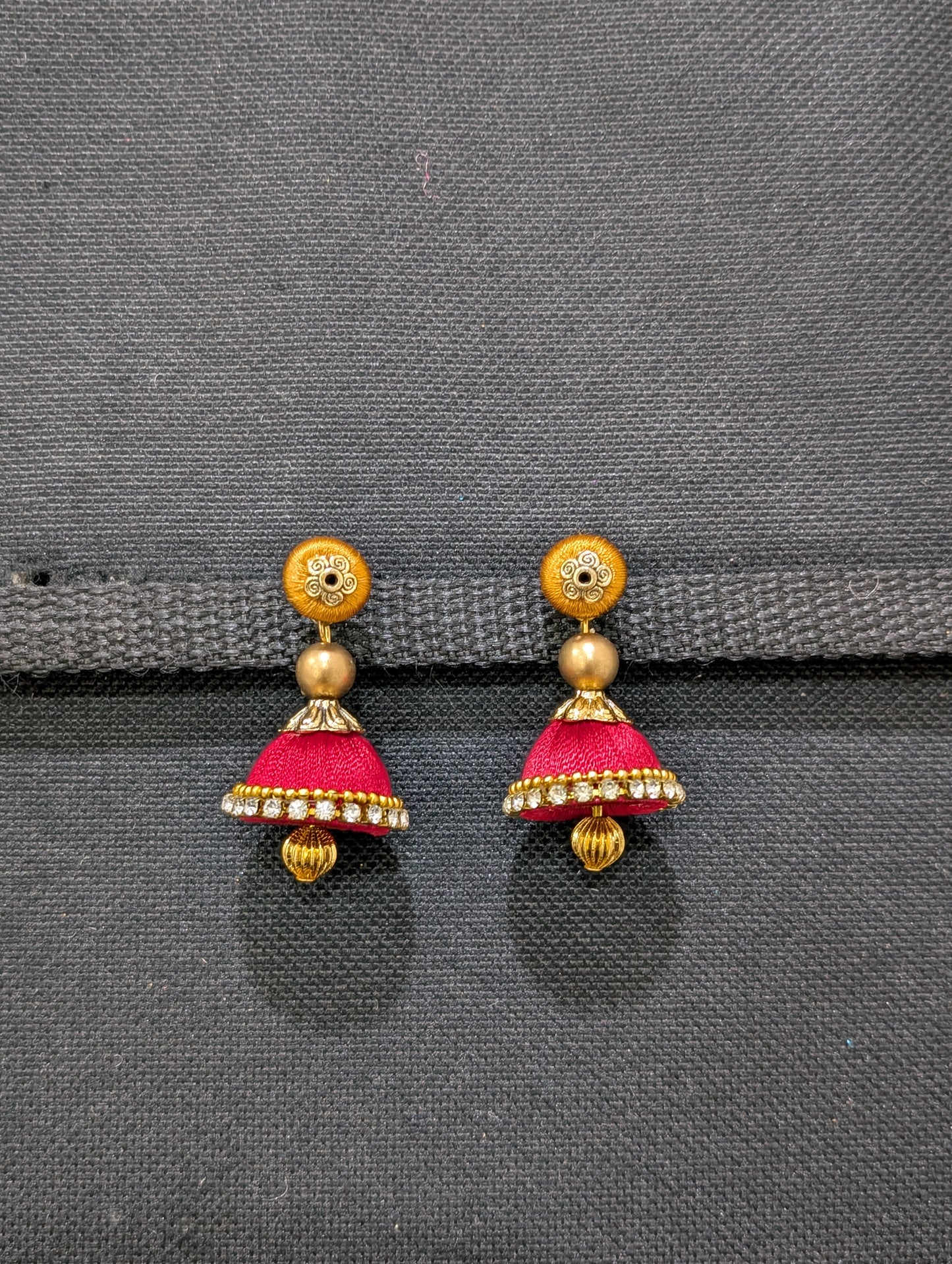 Silk thread small jhumka earrings - Design 2