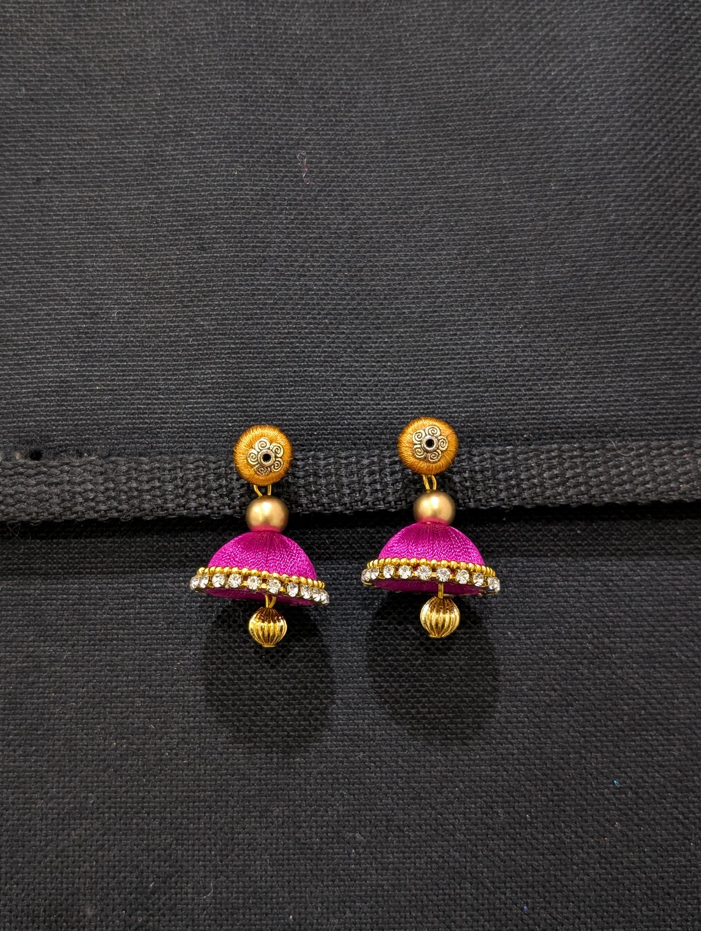 Silk thread small jhumka earrings - Design 2