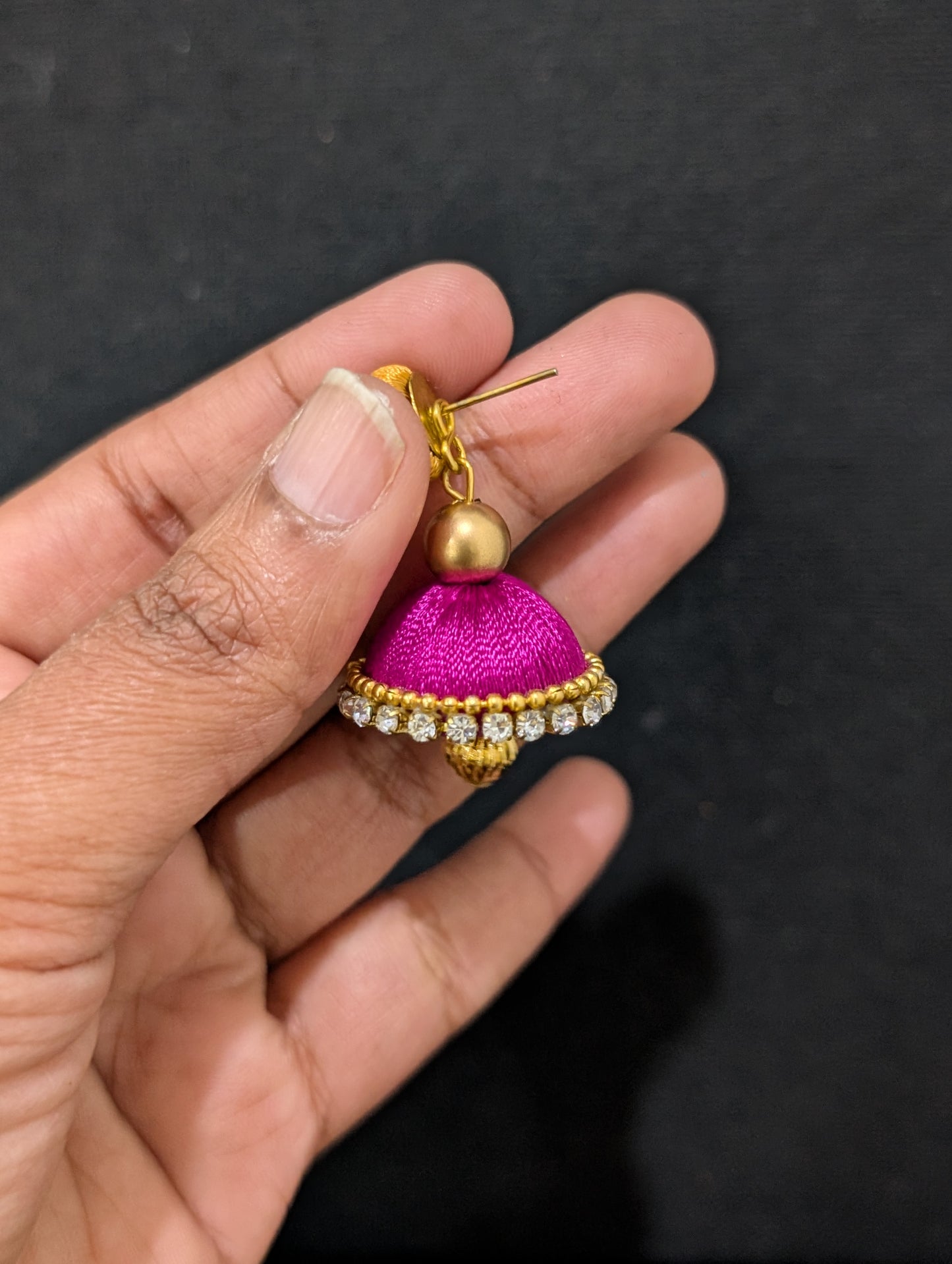 Silk thread small jhumka earrings - Design 2