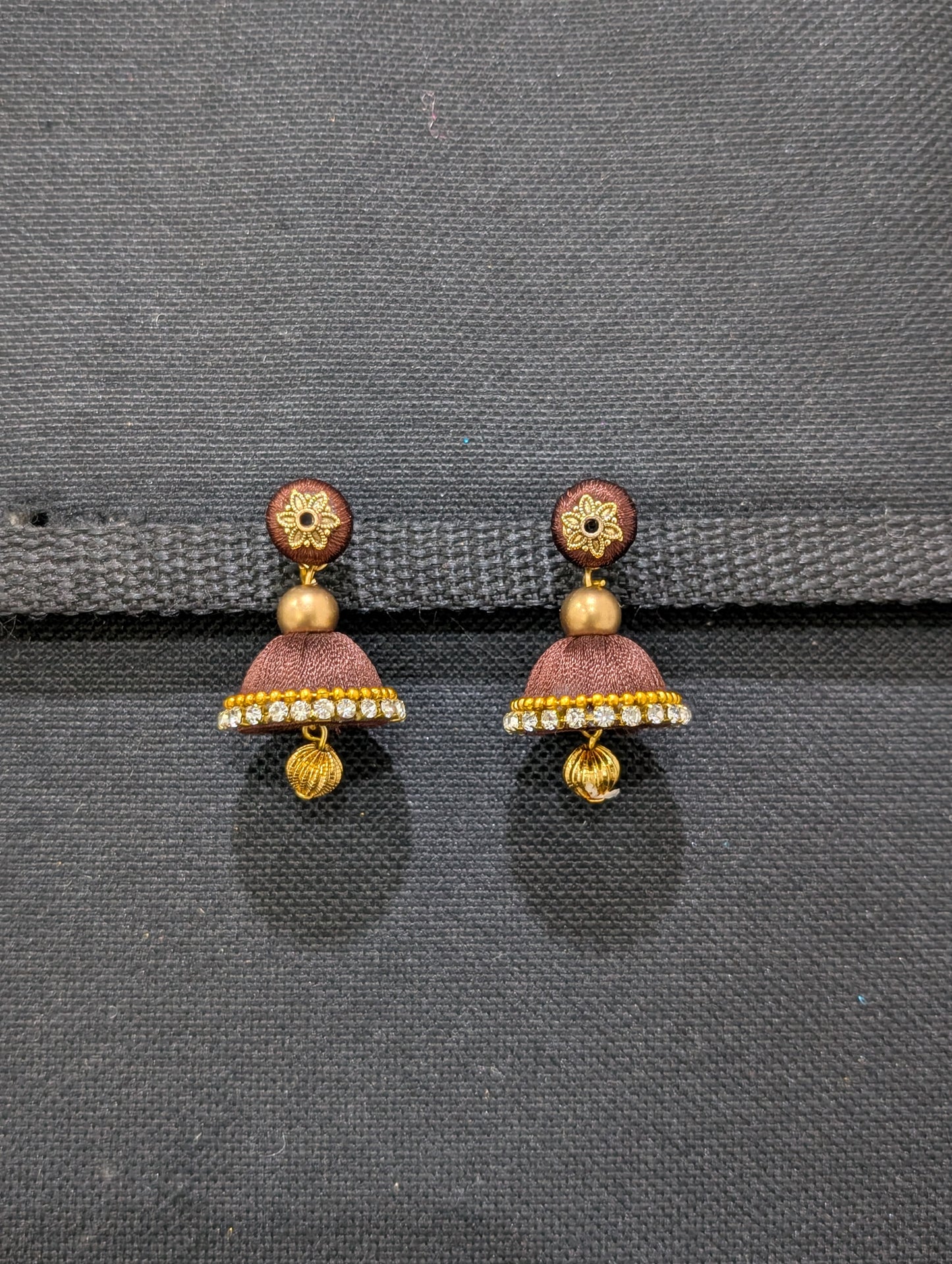 Silk thread small jhumka earrings - Design 2