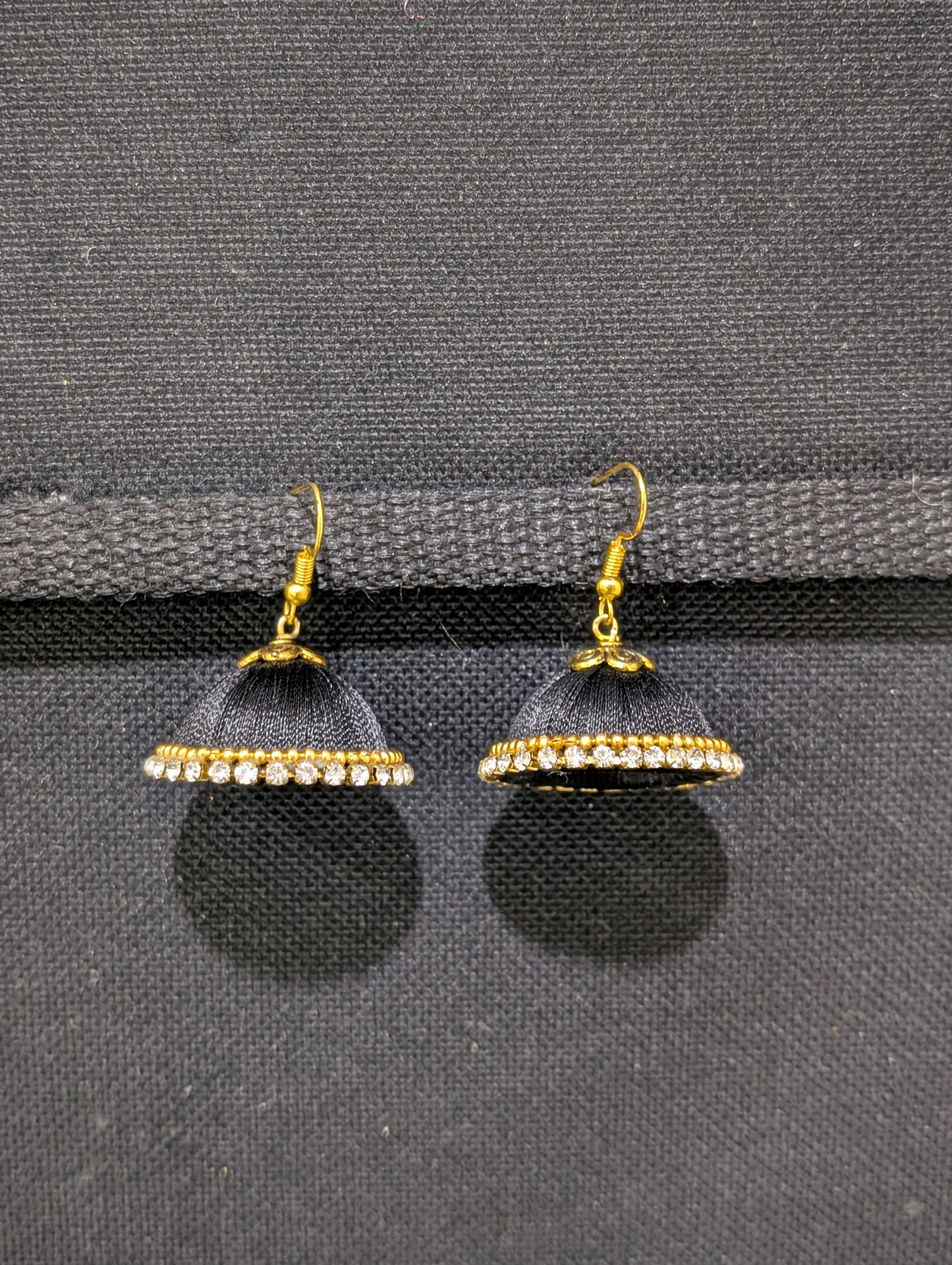 Silk Thread stone work hook Jhumka Earrings - Medium size