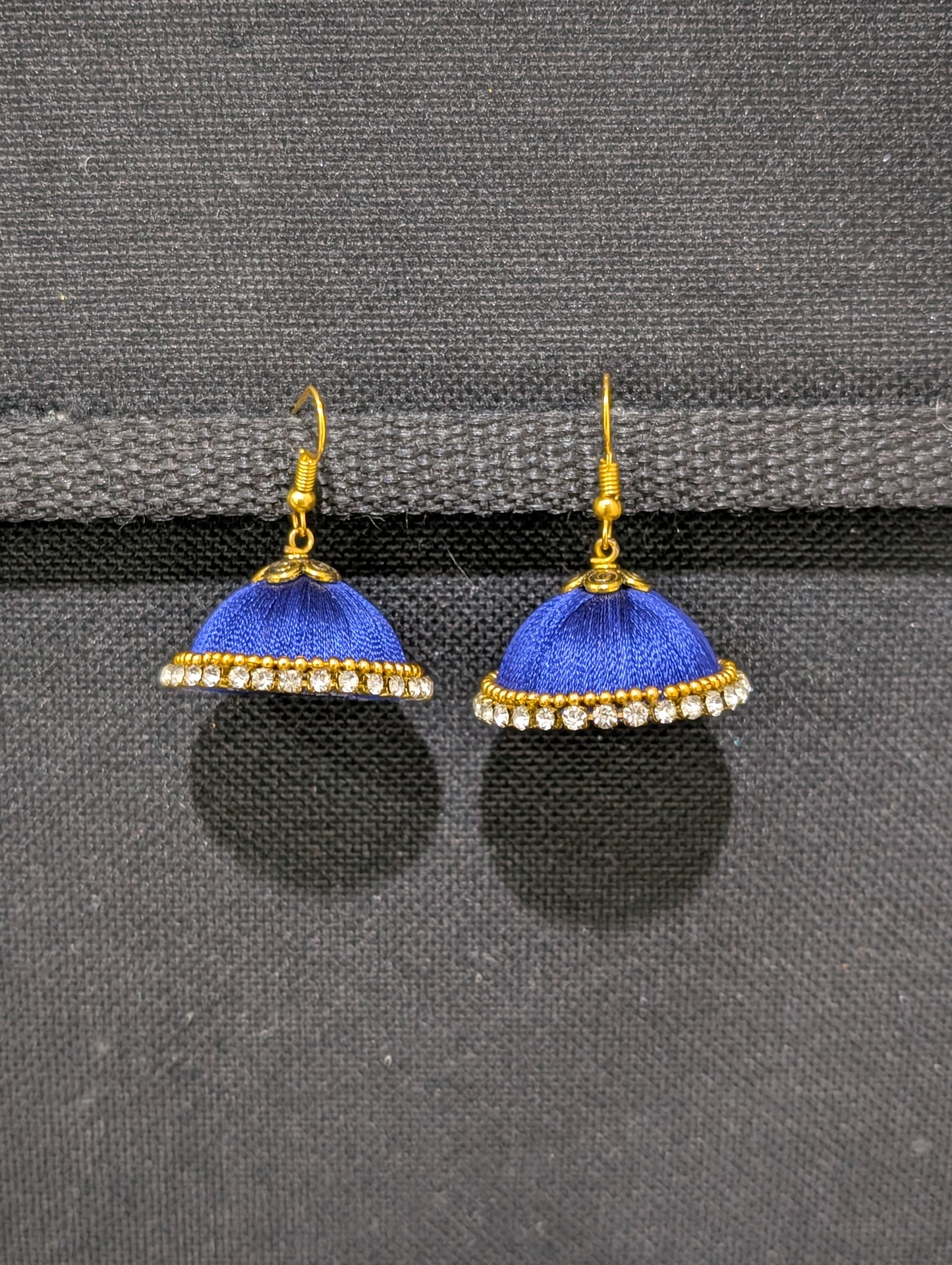 Silk Thread stone work hook Jhumka Earrings - Medium size