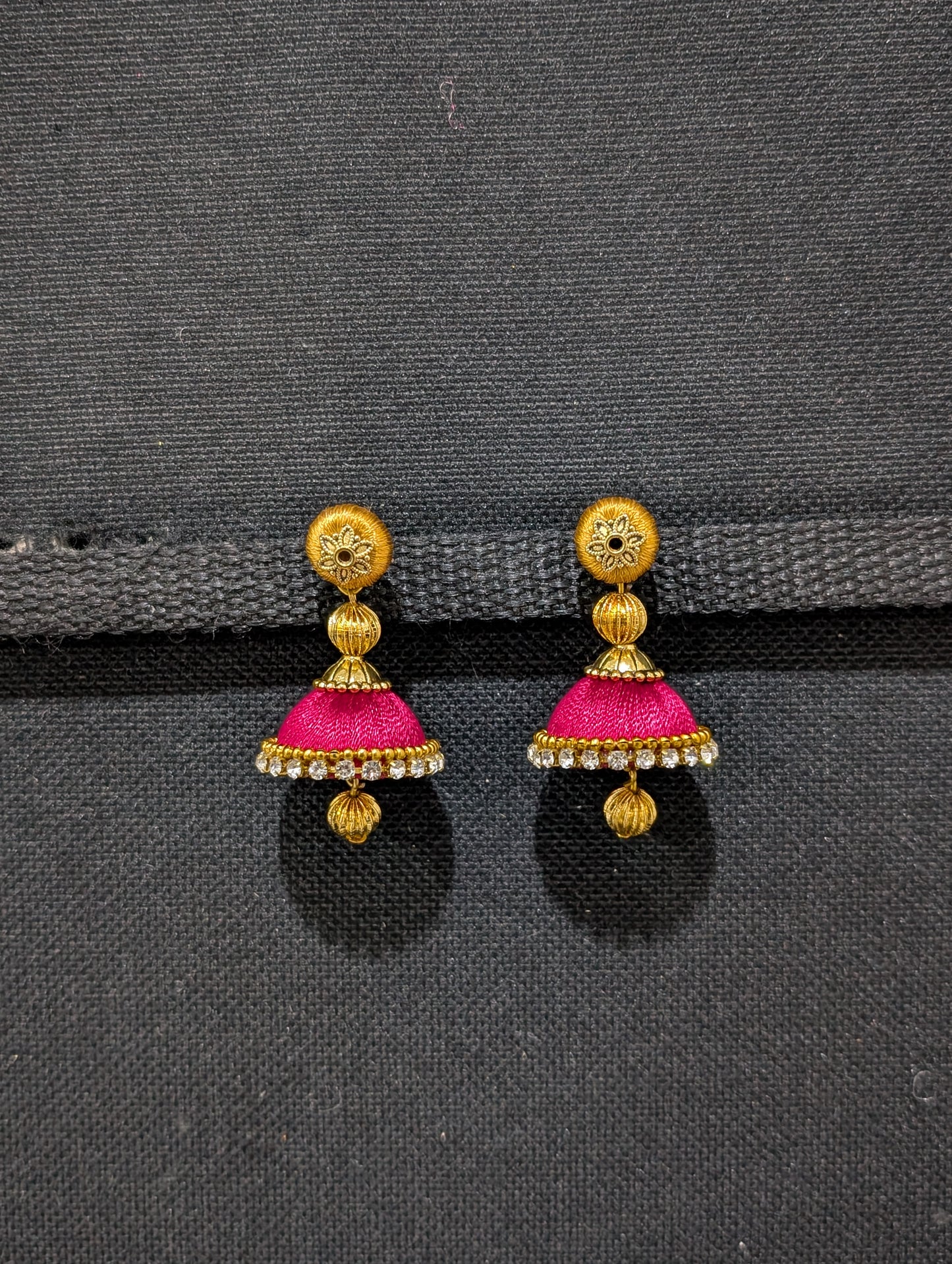 Silk thread small jhumka earrings - Design 2