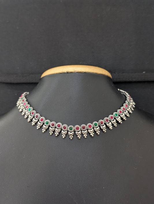 Oxidized silver Kemp stone Choker Necklace