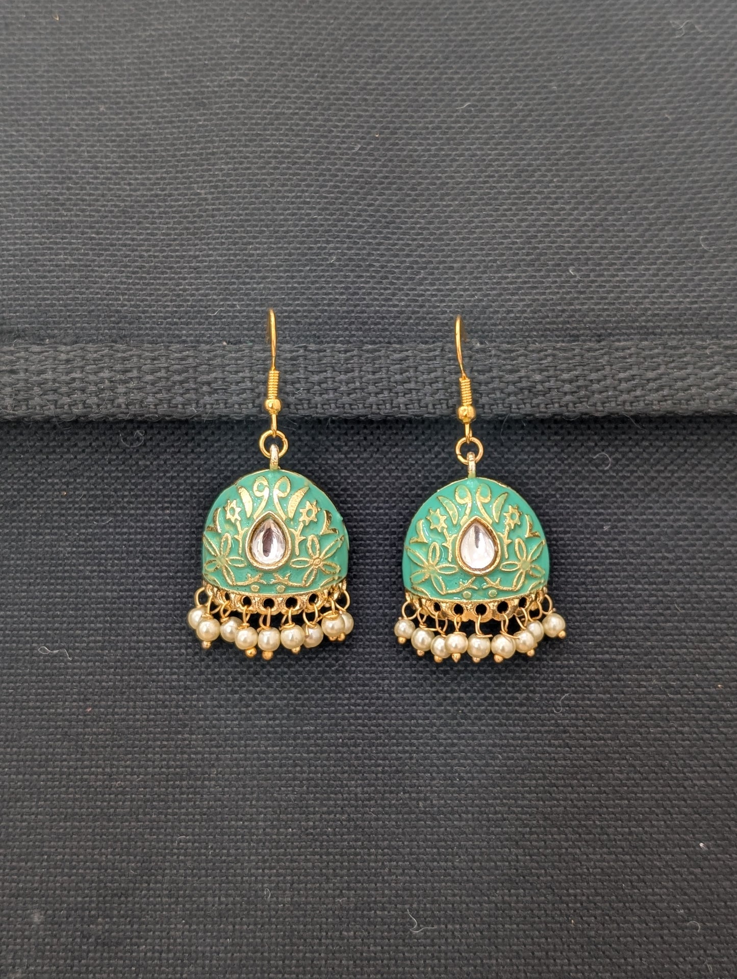 Colorful Enamel cut jhumka Hook drop Earrings