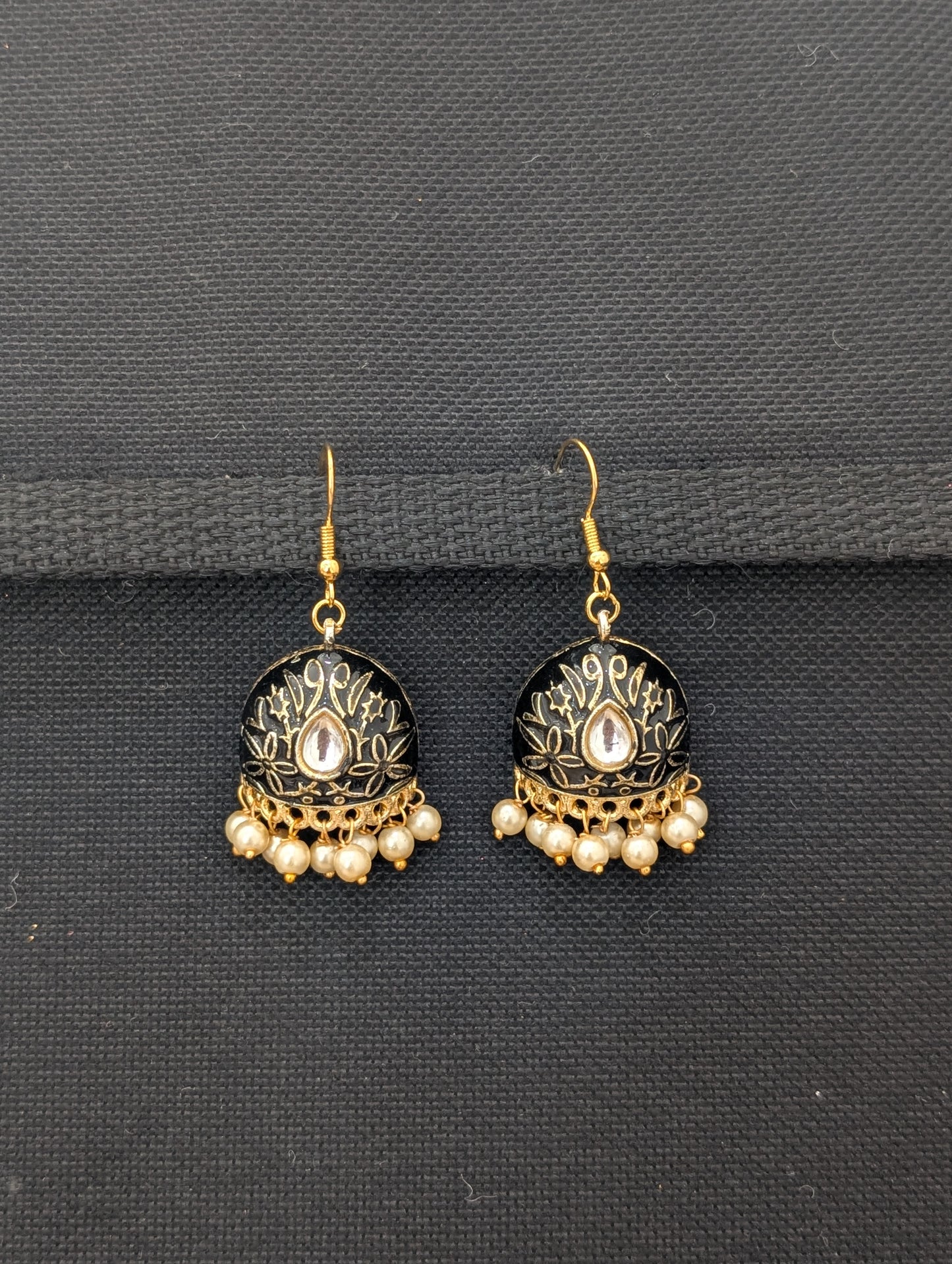 Colorful Enamel cut jhumka Hook drop Earrings