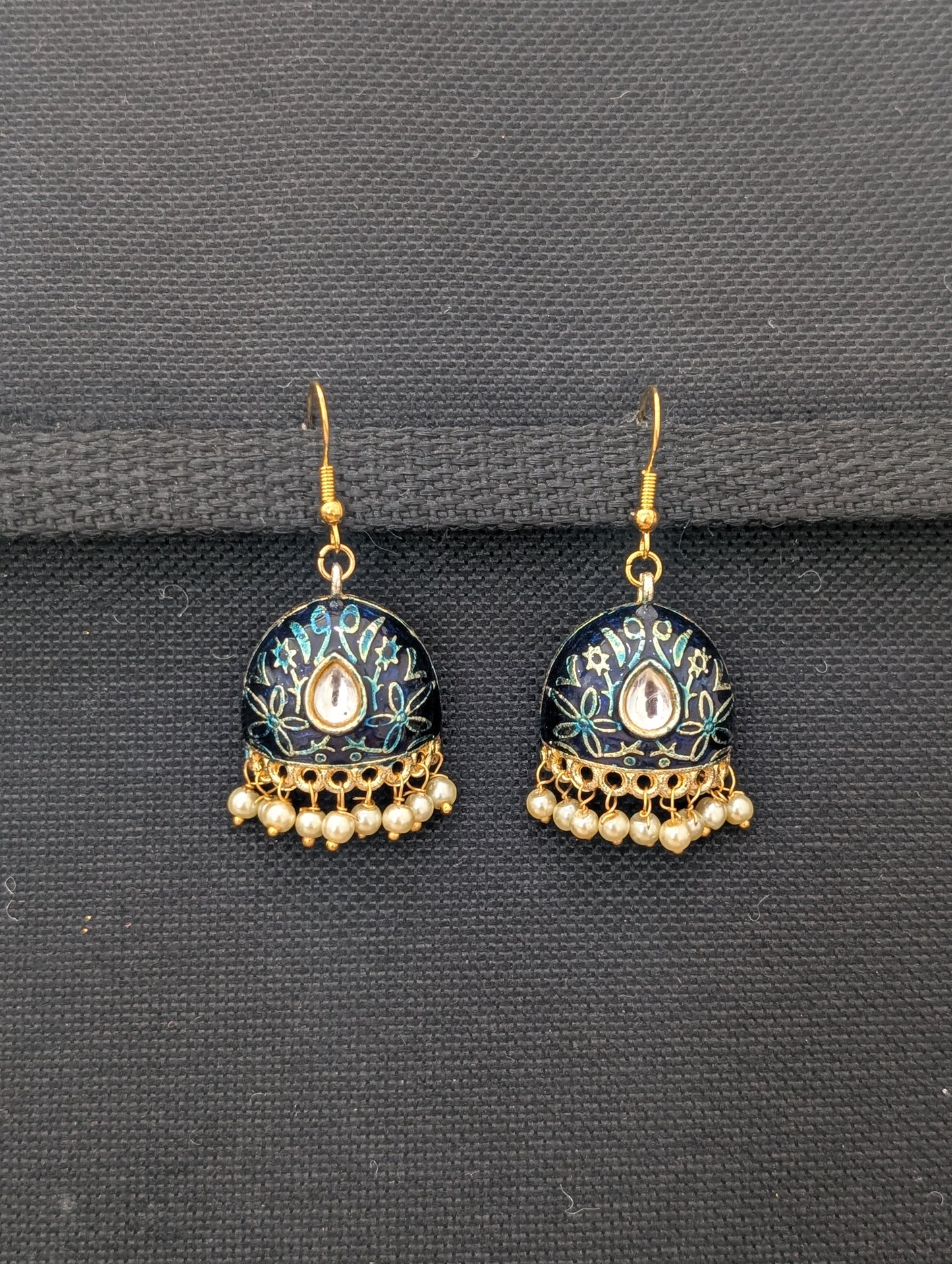 Colorful Enamel cut jhumka Hook drop Earrings