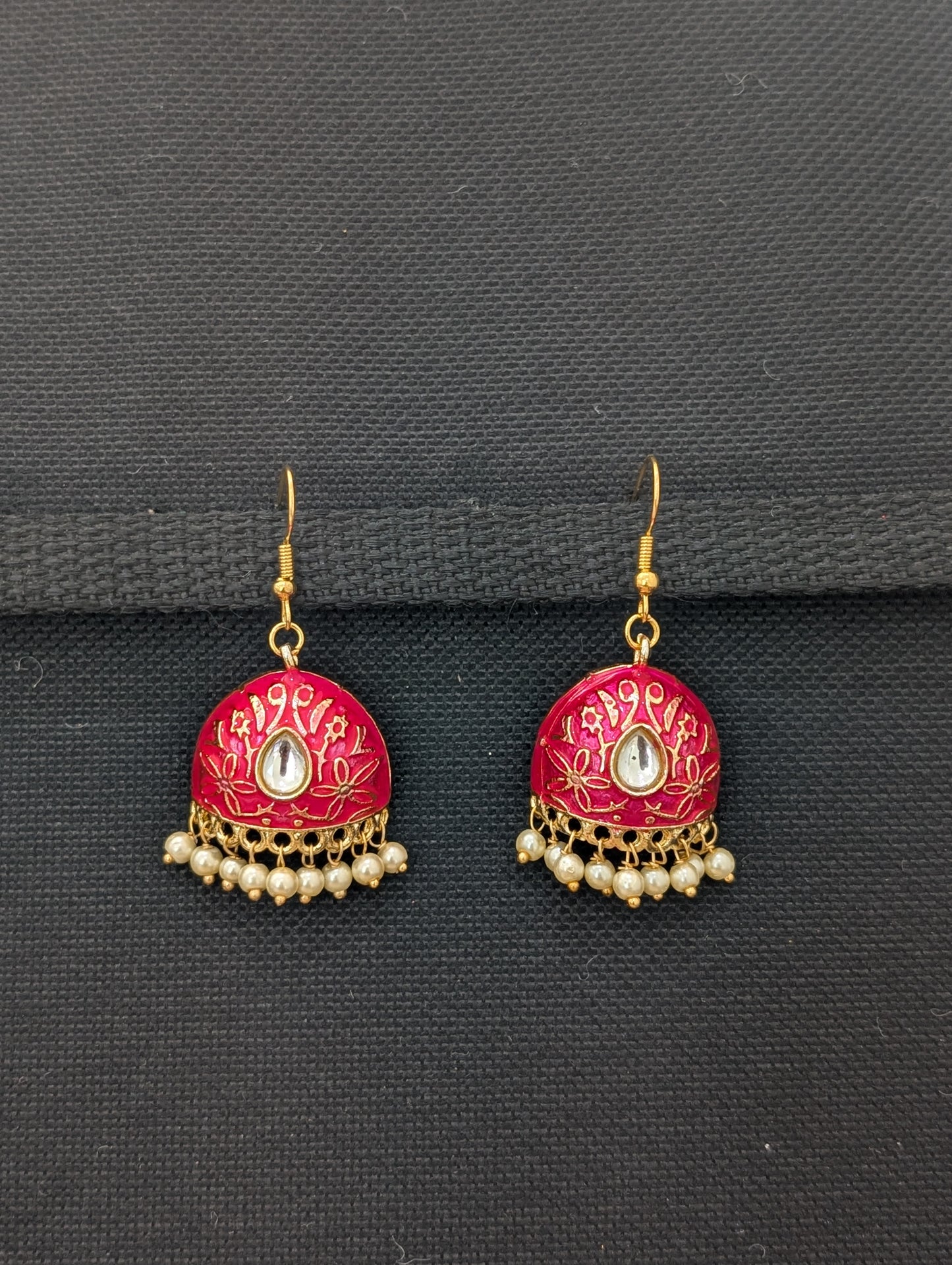 Colorful Enamel cut jhumka Hook drop Earrings
