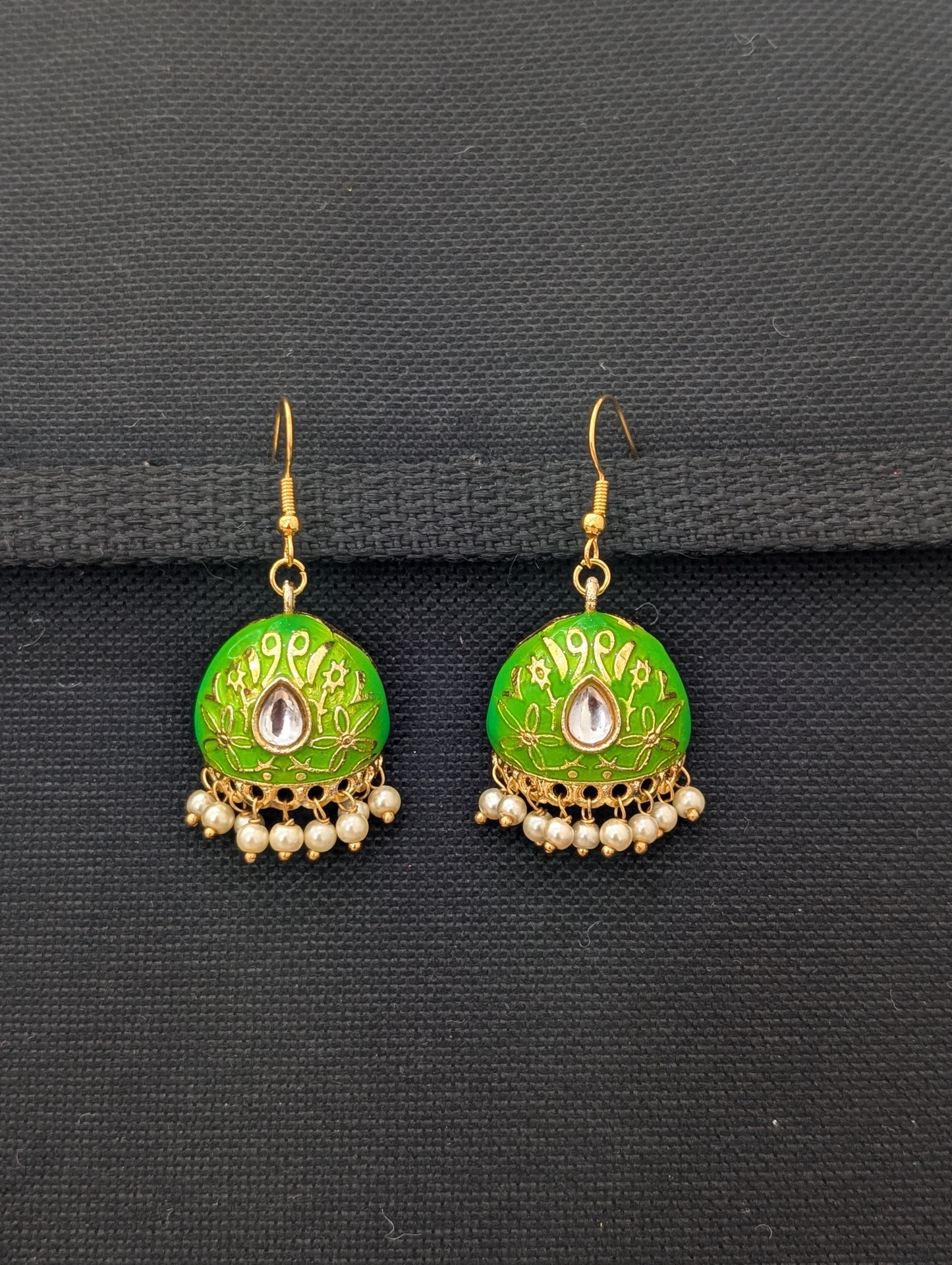 Colorful Enamel cut jhumka Hook drop Earrings