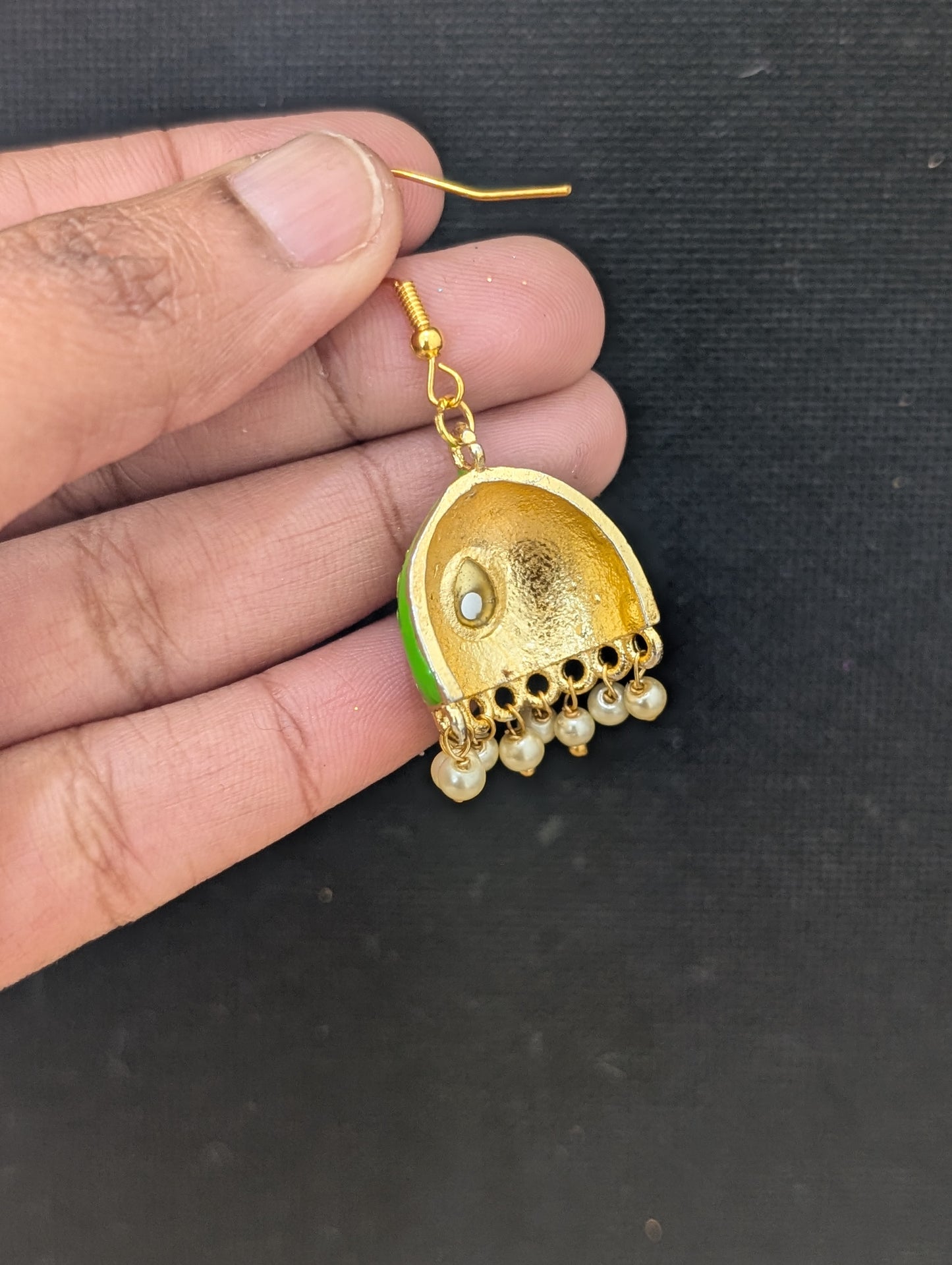 Colorful Enamel cut jhumka Hook drop Earrings